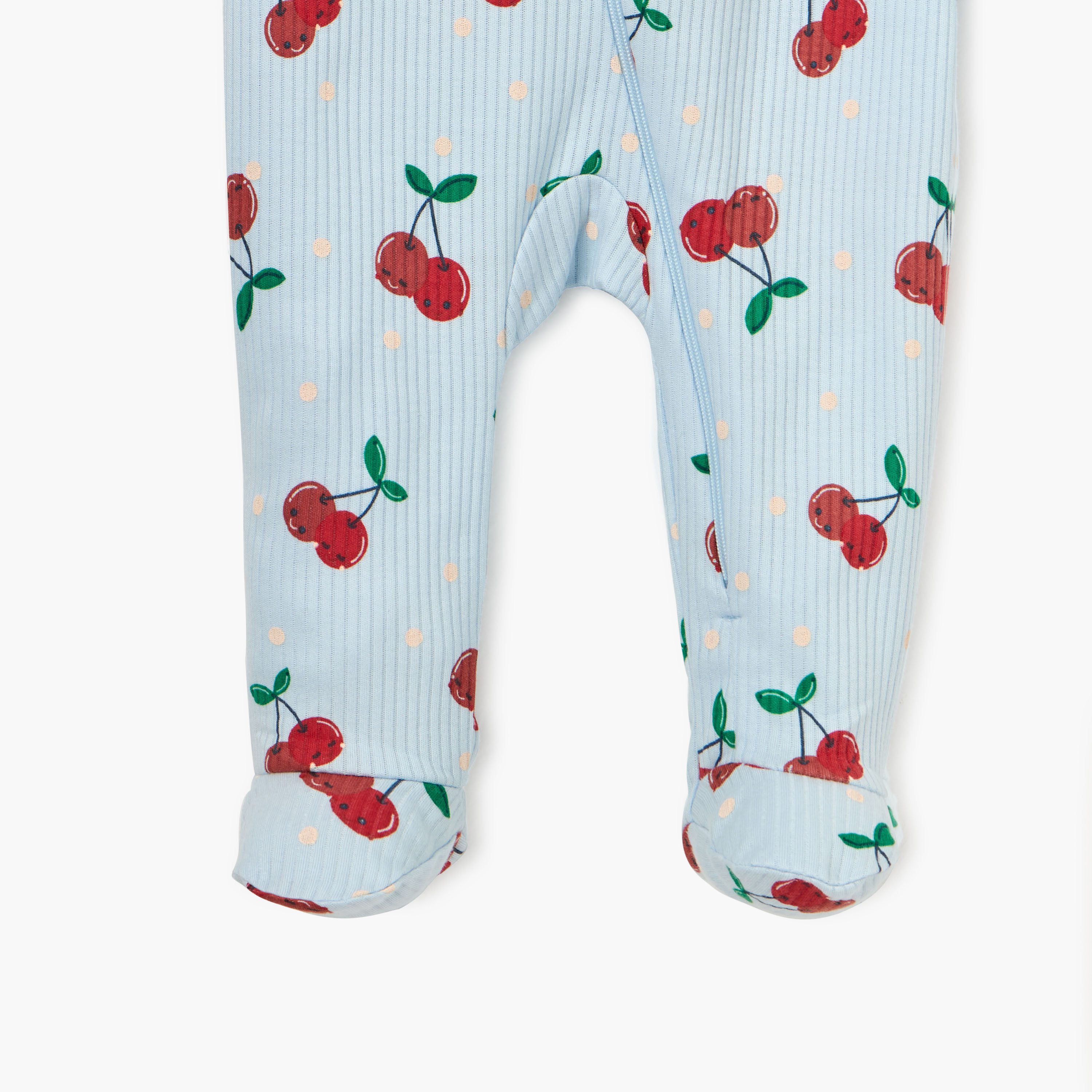 Juniors Cherry Print Sleepsuit with Long Sleeves and Zip Closure-baby-girls-clothing-nightwear-sleepsuits-image-4