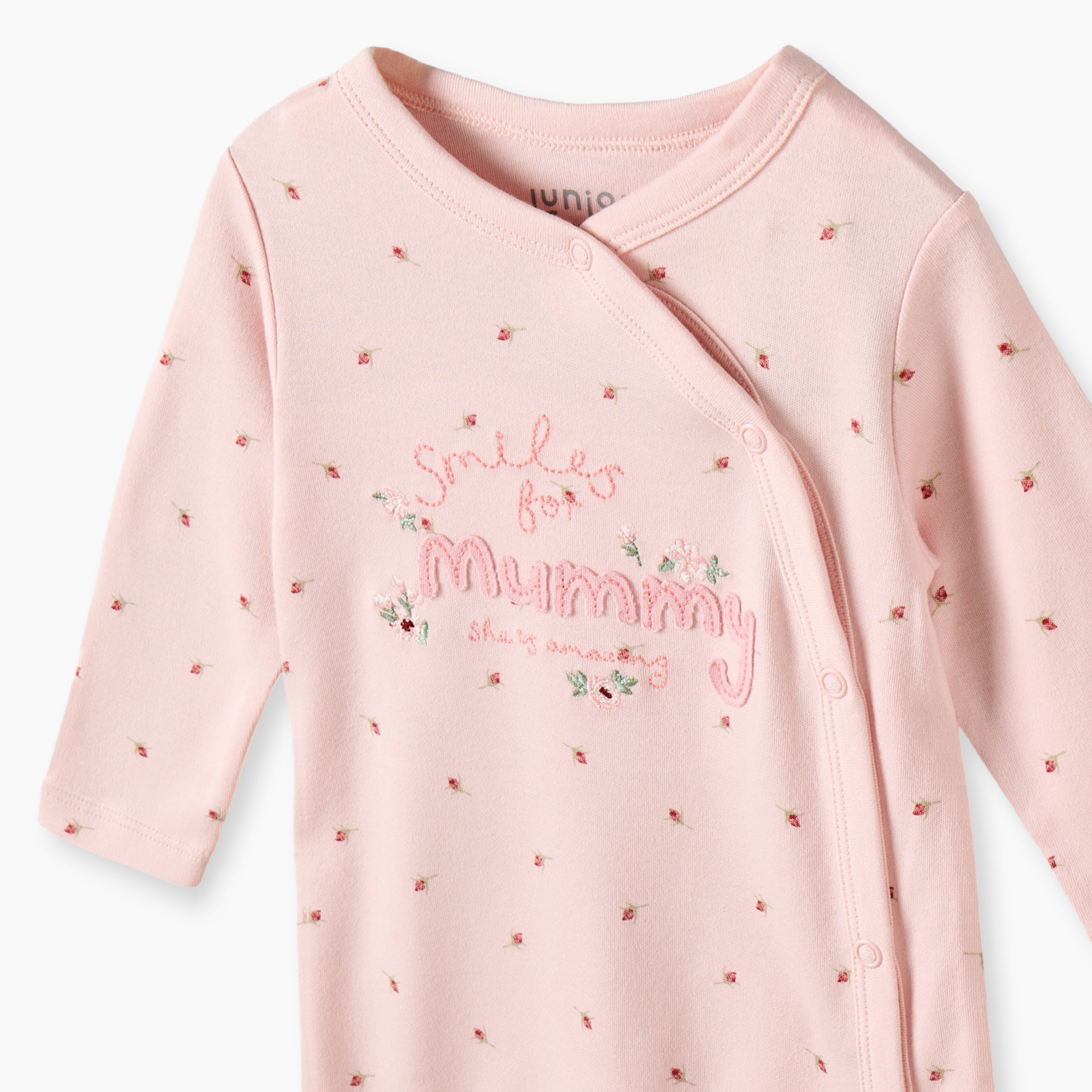 Juniors Cotton Crew Neck Long Sleeves Sleepsuit with Floral Print-baby-girls-clothing-nightwear-sleepsuits-image-3