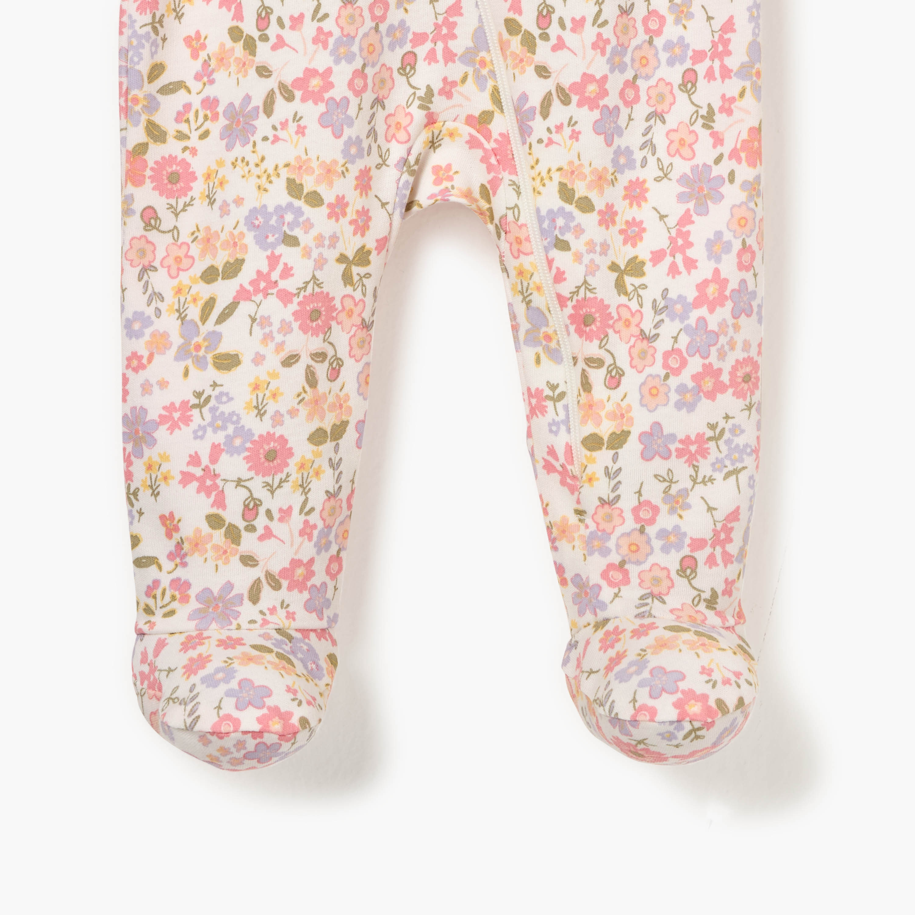 Juniors Floral Print Sleepsuit with Long Sleeves and Zip Closure-baby-girls-clothing-nightwear-sleepsuits-image-4