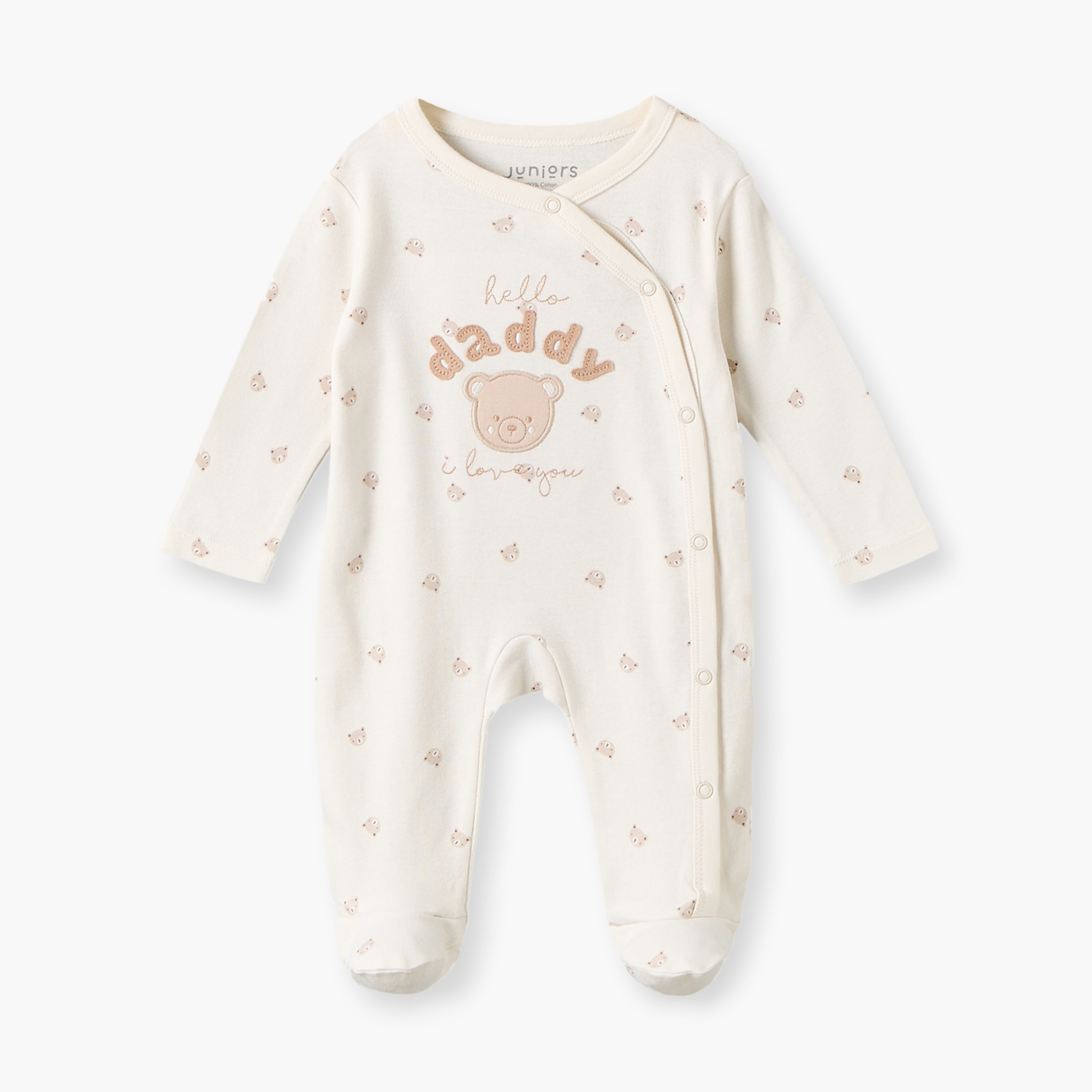 Juniors Cotton Round Neck Long Sleeves Sleepsuit with Bear Print-baby-boys-clothing-nightwear-sleepsuits-image-1