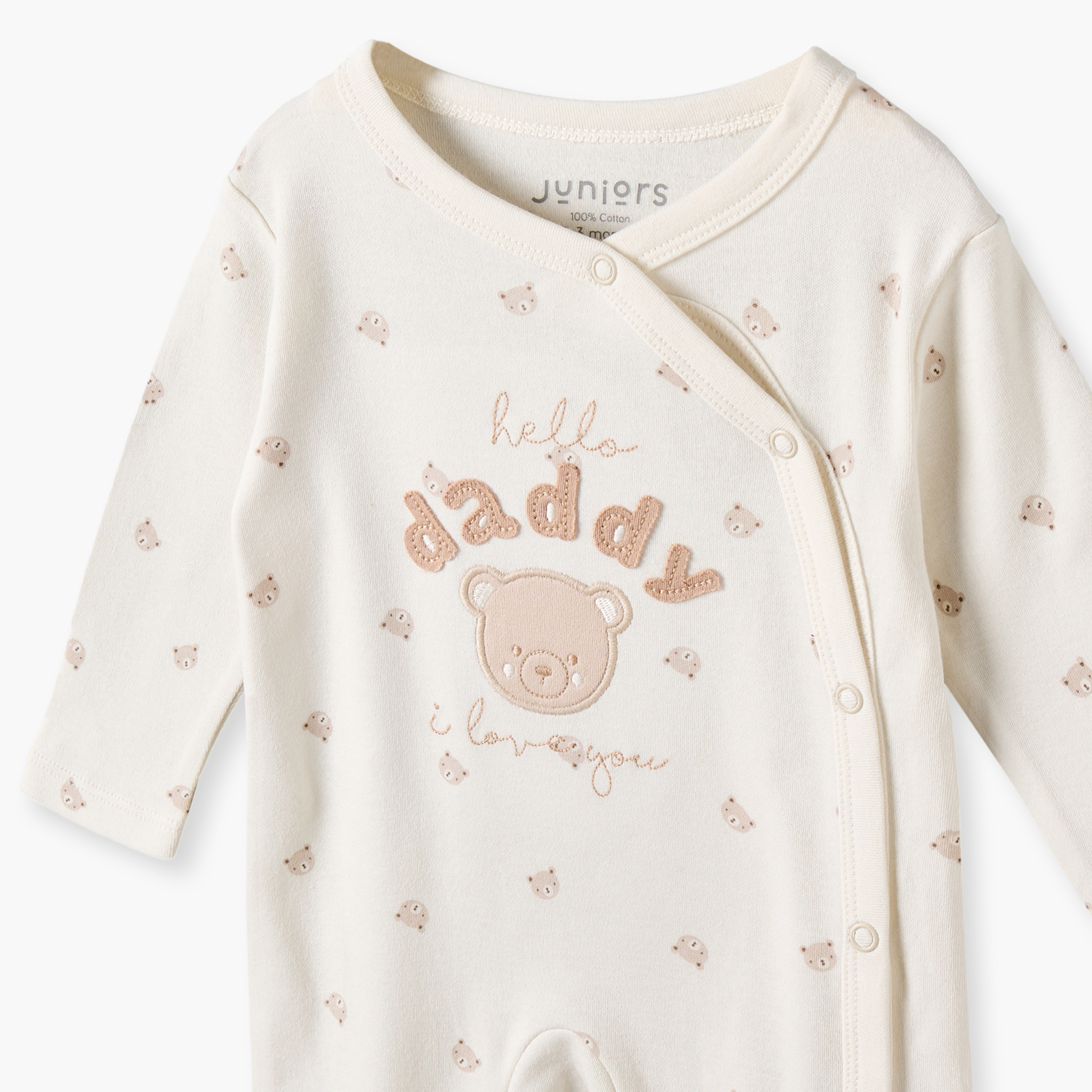 Juniors Cotton Round Neck Long Sleeves Sleepsuit with Bear Print-baby-boys-clothing-nightwear-sleepsuits-image-3