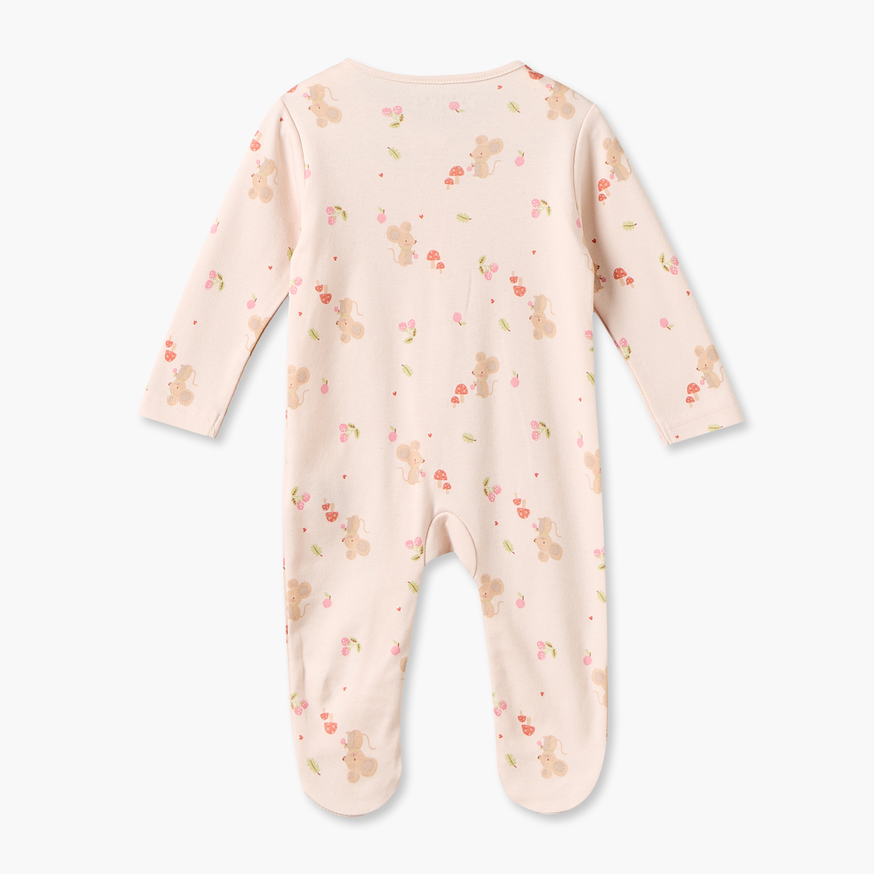 Juniors Cotton Crew Neck Long Sleeves Sleepsuit with Mouse Print-baby-girls-clothing-nightwear-sleepsuits-image-2