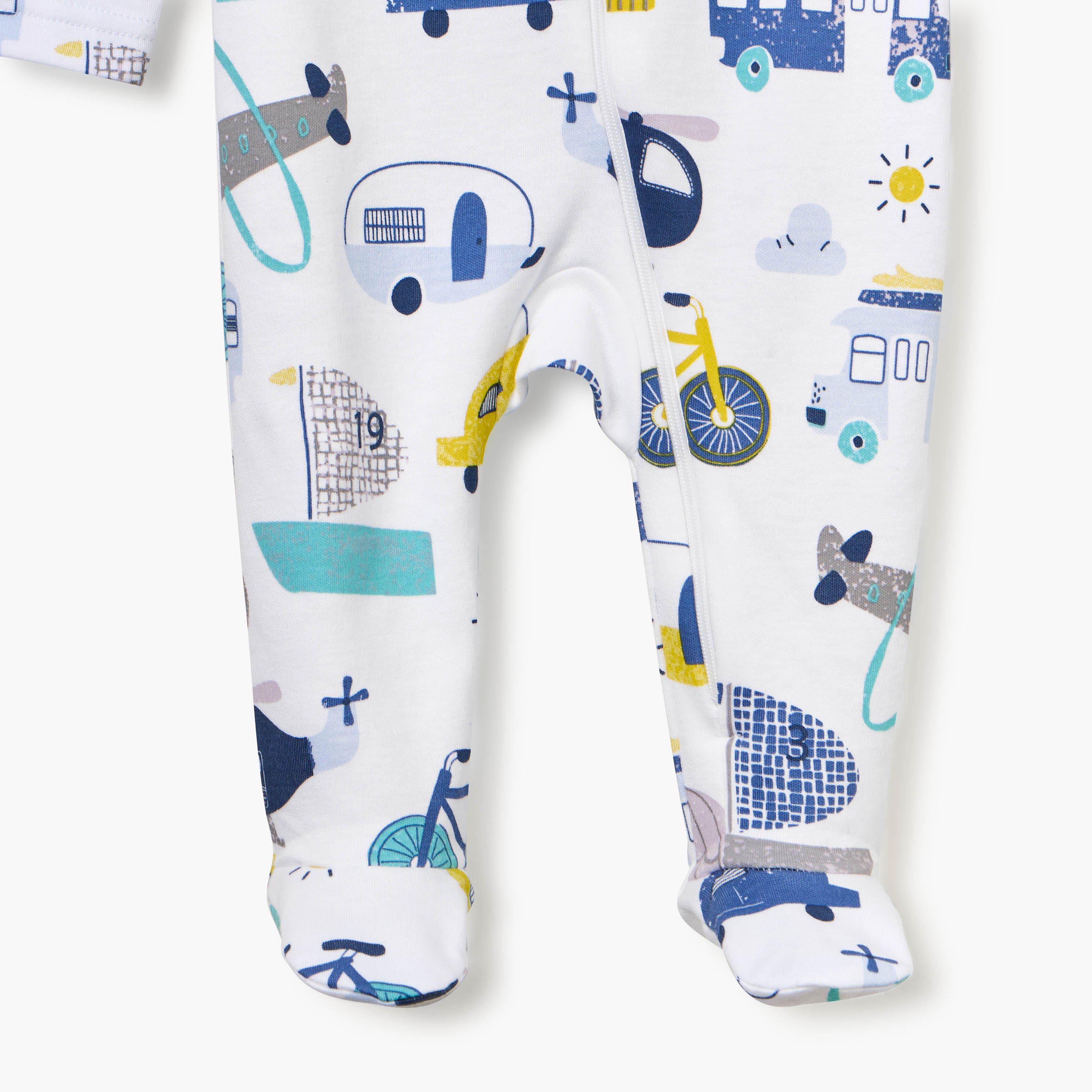 Juniors Printed Sleepsuit with Long Sleeves and Zip Closure-baby-boys-clothing-nightwear-sleepsuits-image-4