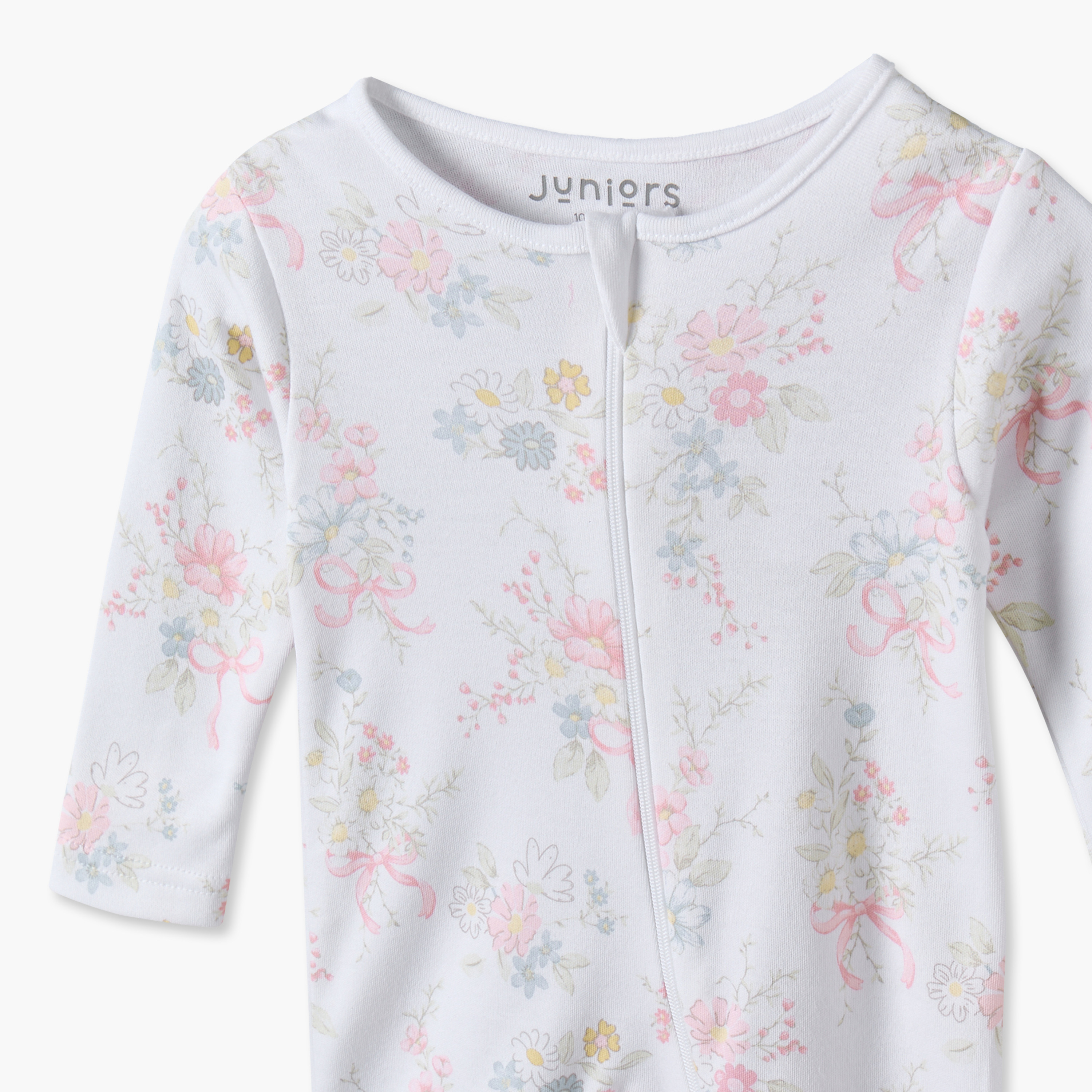 Juniors Cotton Crew Neck Long Sleeves Sleepsuit with Floral Print-baby-girls-clothing-nightwear-sleepsuits-image-3