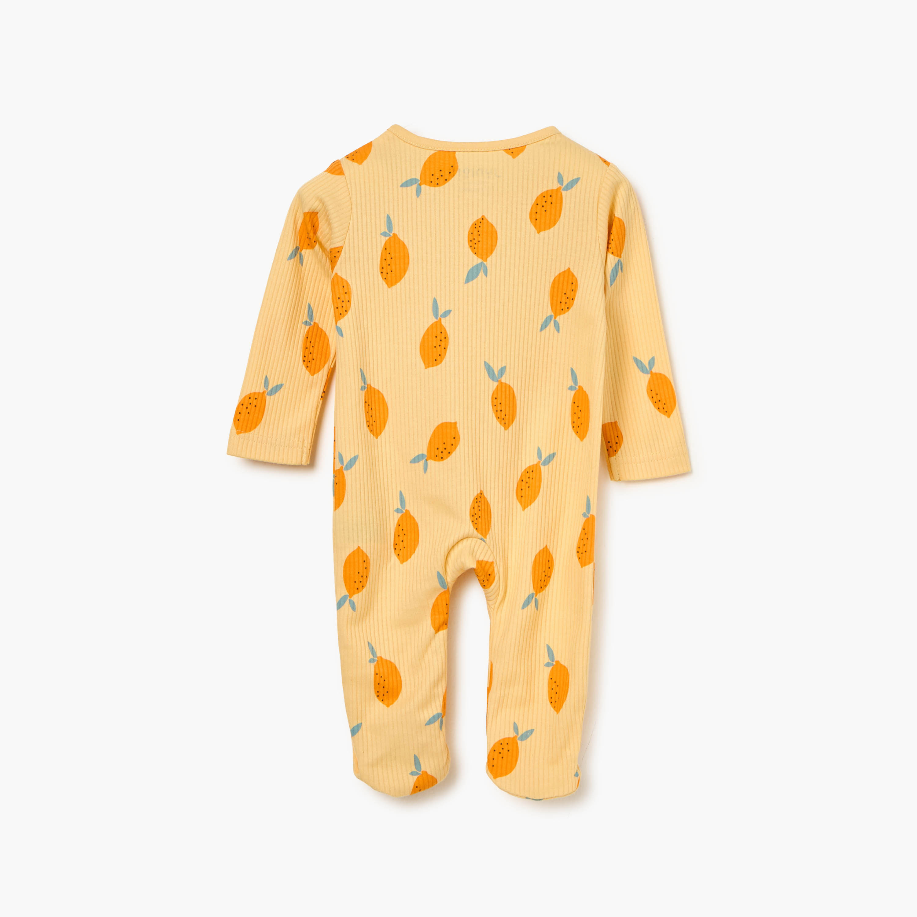 Juniors Lemon Print Sleepsuit with Long Sleeves and Zip Closure-baby-boys-clothing-nightwear-sleepsuits-image-2