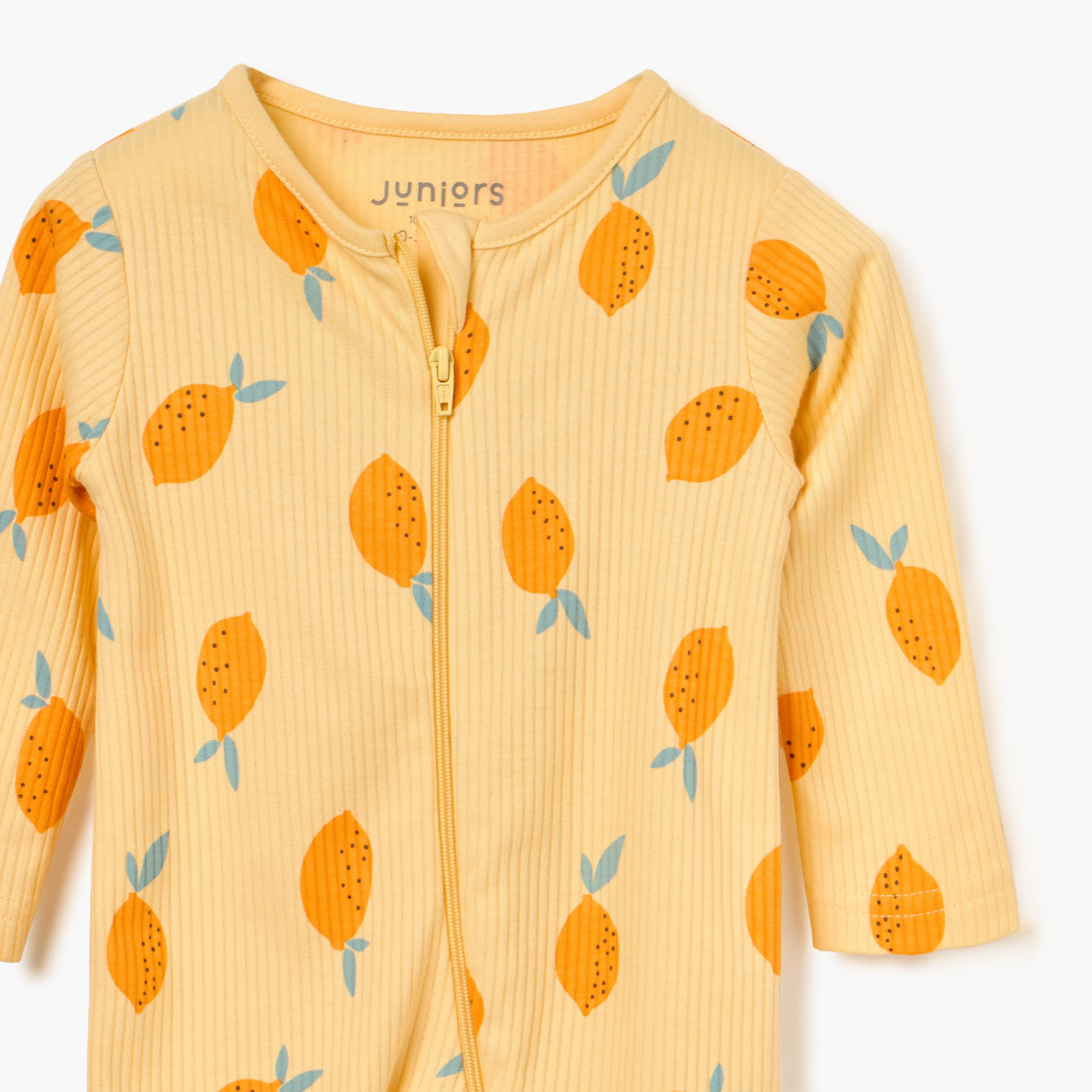 Juniors Lemon Print Sleepsuit with Long Sleeves and Zip Closure-baby-boys-clothing-nightwear-sleepsuits-image-3