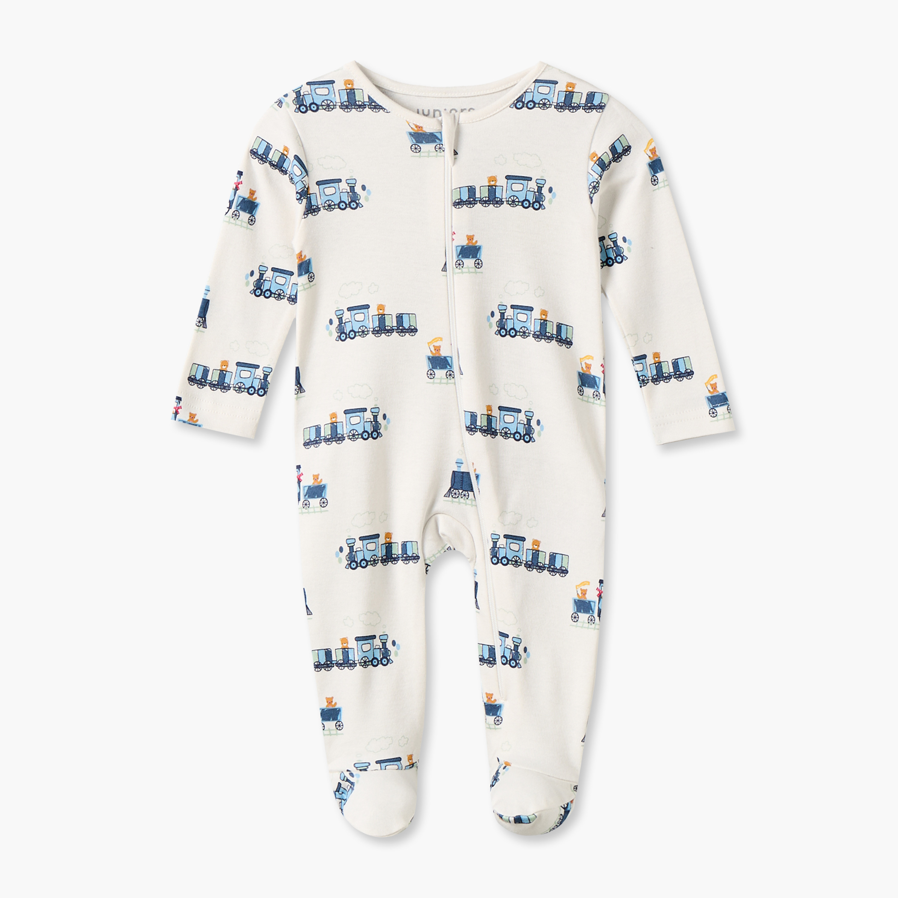 Juniors Cotton Crew Neck Long Sleeves Sleepsuit with Train Print-baby-boys-clothing-nightwear-sleepsuits-image-1