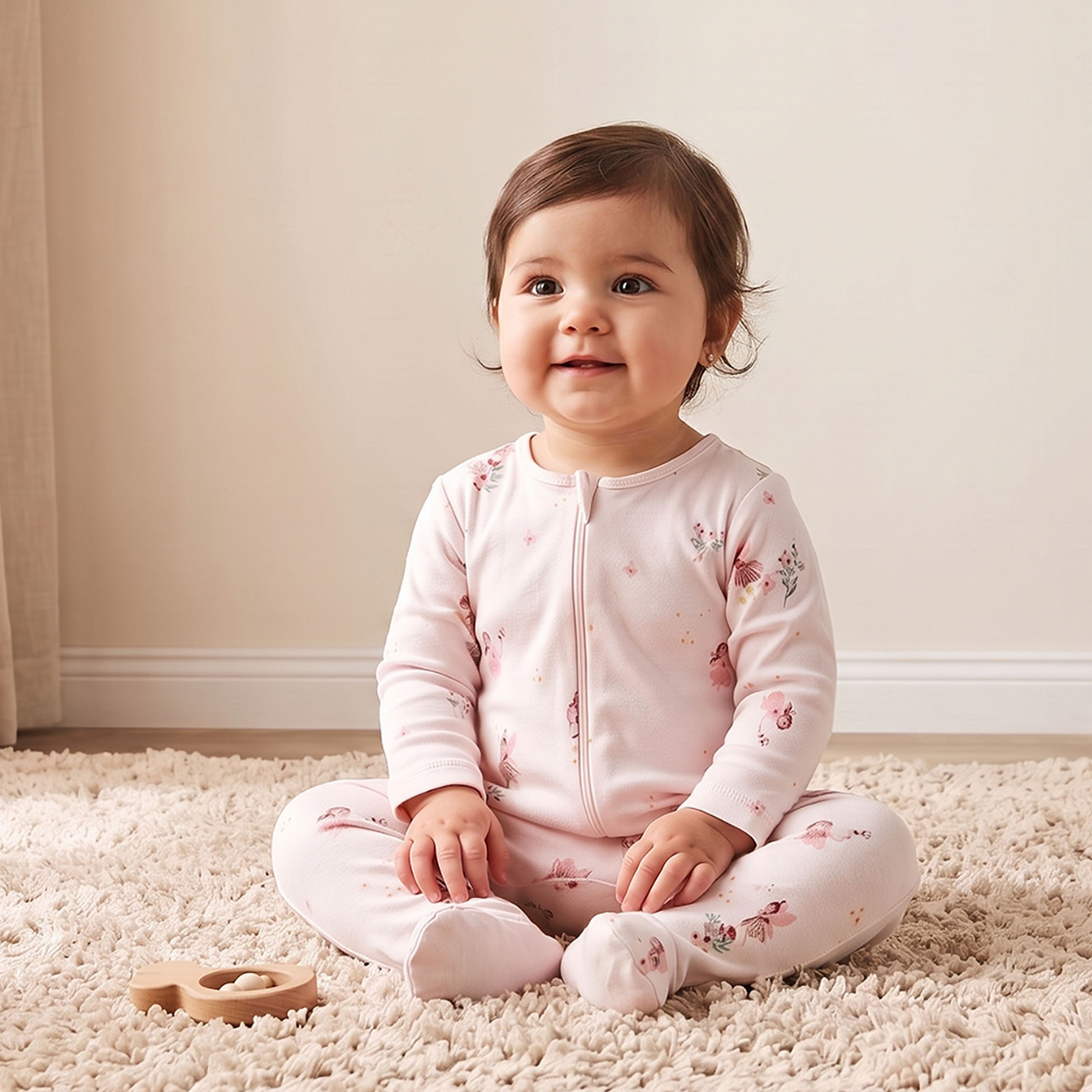 Juniors Cotton Crew Neck Long Sleeves Sleepsuit with Fairy Print-baby-girls-clothing-nightwear-sleepsuits-image-1