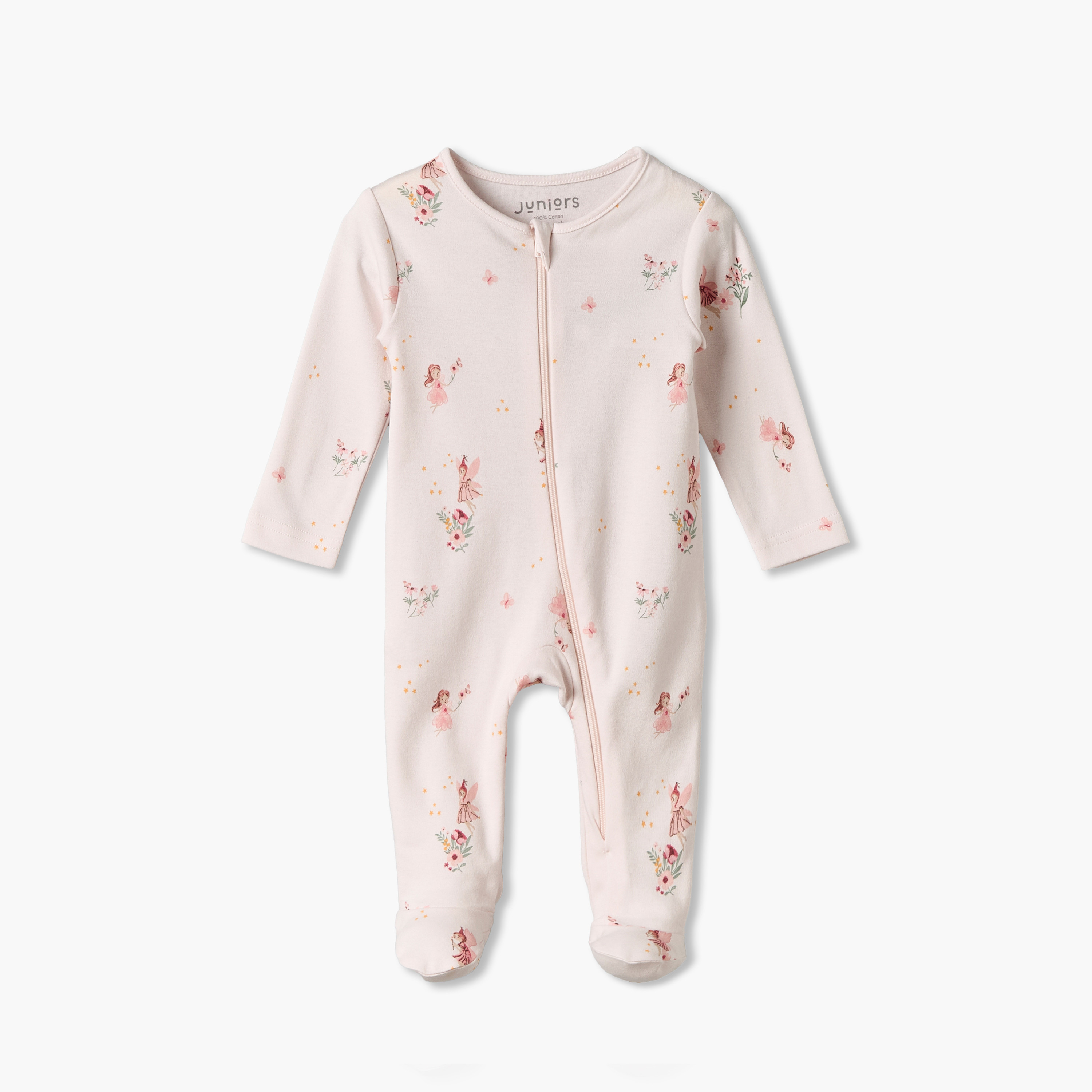 Juniors Cotton Crew Neck Long Sleeves Sleepsuit with Fairy Print-baby-girls-clothing-nightwear-sleepsuits-image-2