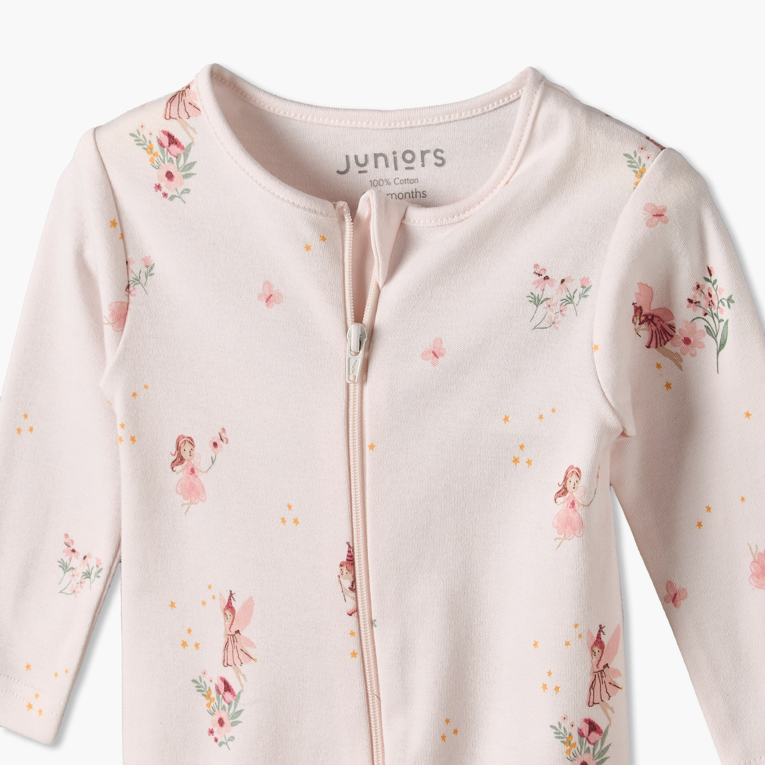 Juniors Cotton Crew Neck Long Sleeves Sleepsuit with Fairy Print-baby-girls-clothing-nightwear-sleepsuits-image-4