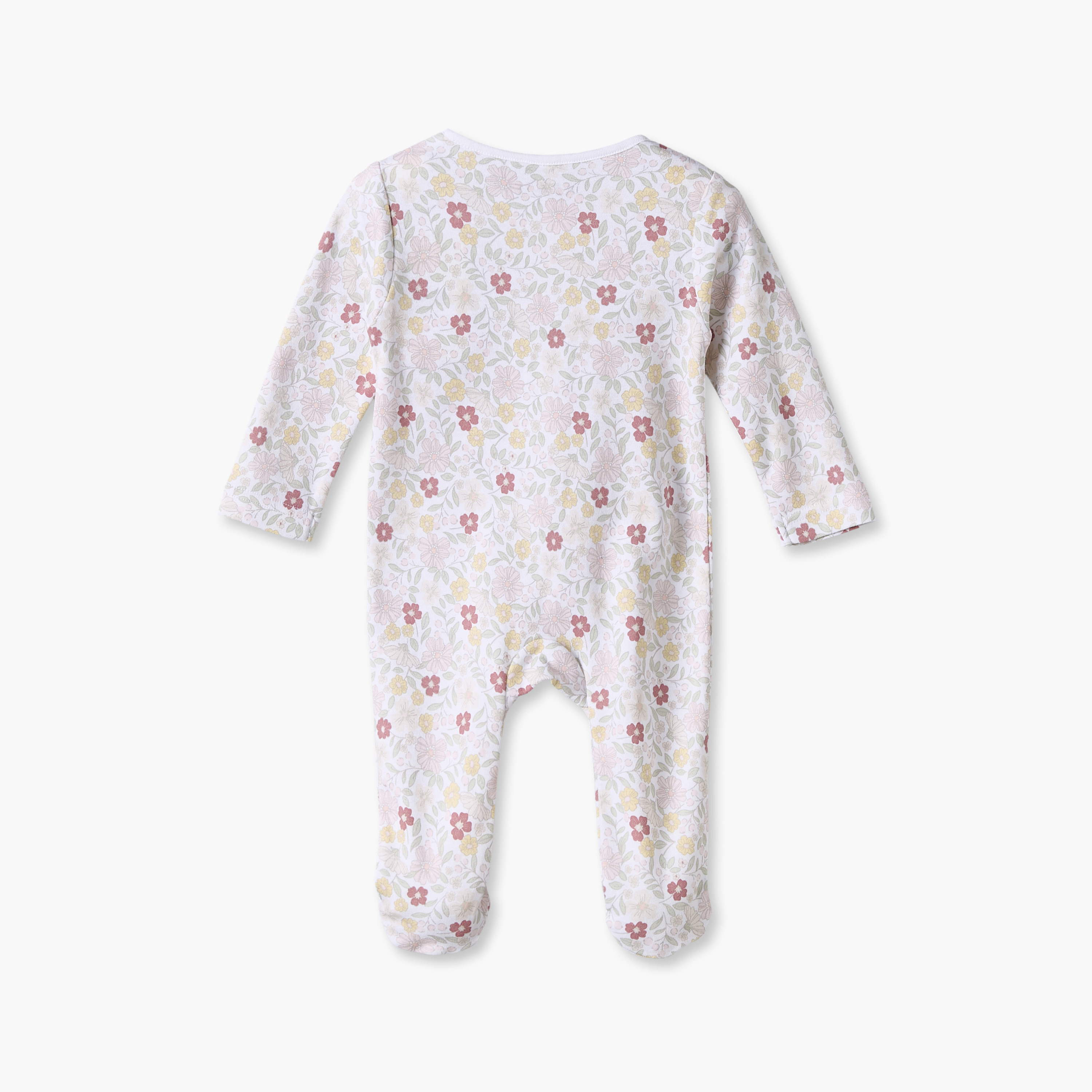 سليب سوت قطني بياقة مستديرة وأكمام طويلة بطبعة زهور من جونيورز-baby-girls-clothing-nightwear-sleepsuits-image-3