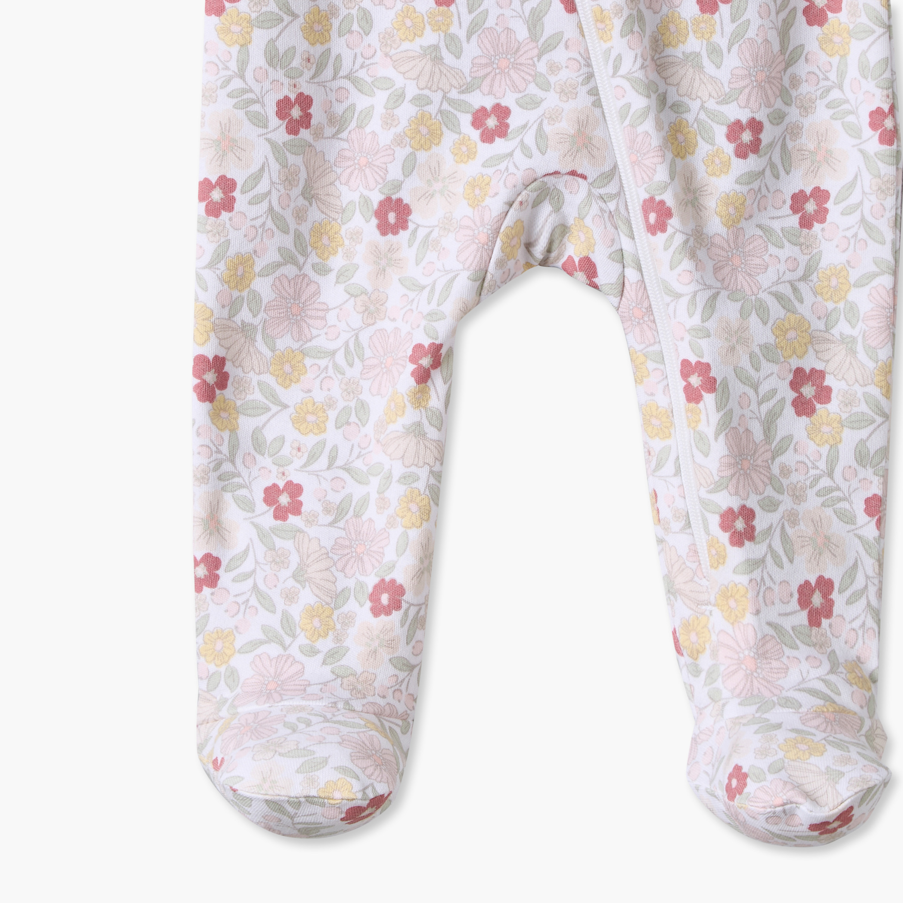 سليب سوت قطني بياقة مستديرة وأكمام طويلة بطبعة زهور من جونيورز-baby-girls-clothing-nightwear-sleepsuits-image-4