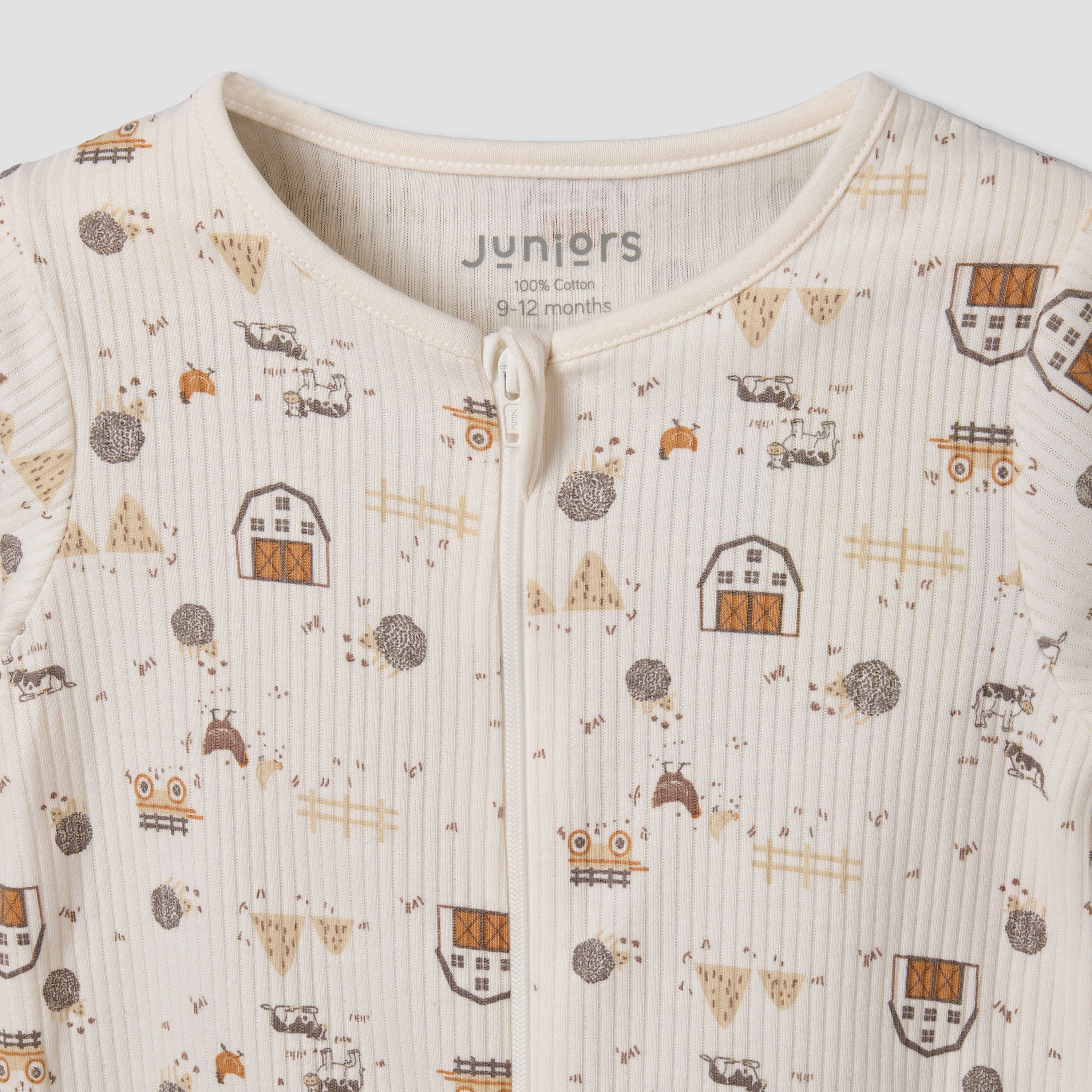 Juniors Cotton Round Neck Long Sleeves Sleepsuit with Farm Print-promo_babyshop_Buy3for69_QAT130126-image-4