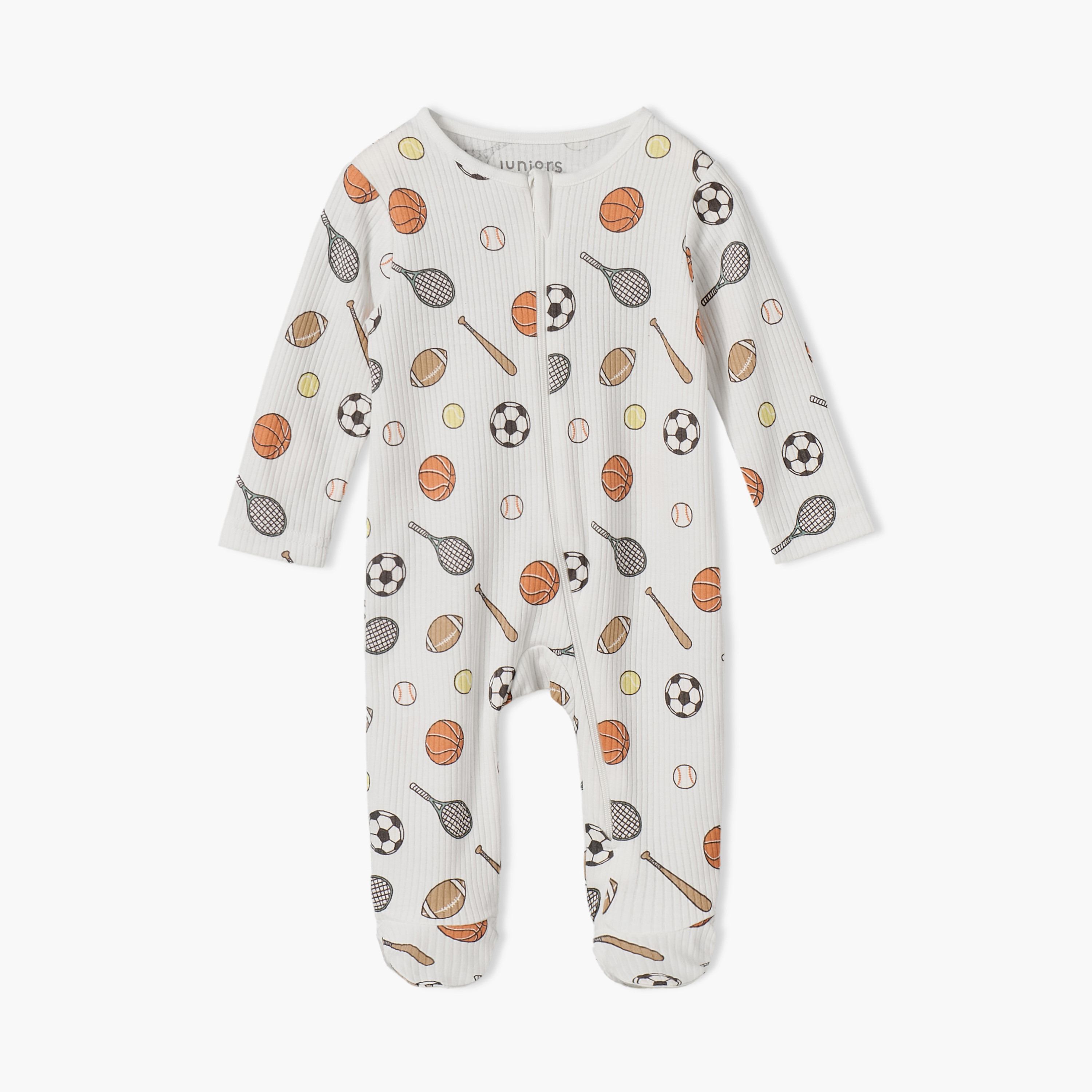 Juniors Cotton Round Neck Long Sleeves Sleepsuit with Sports Print-baby-boys-clothing-nightwear-sleepsuits-image-2