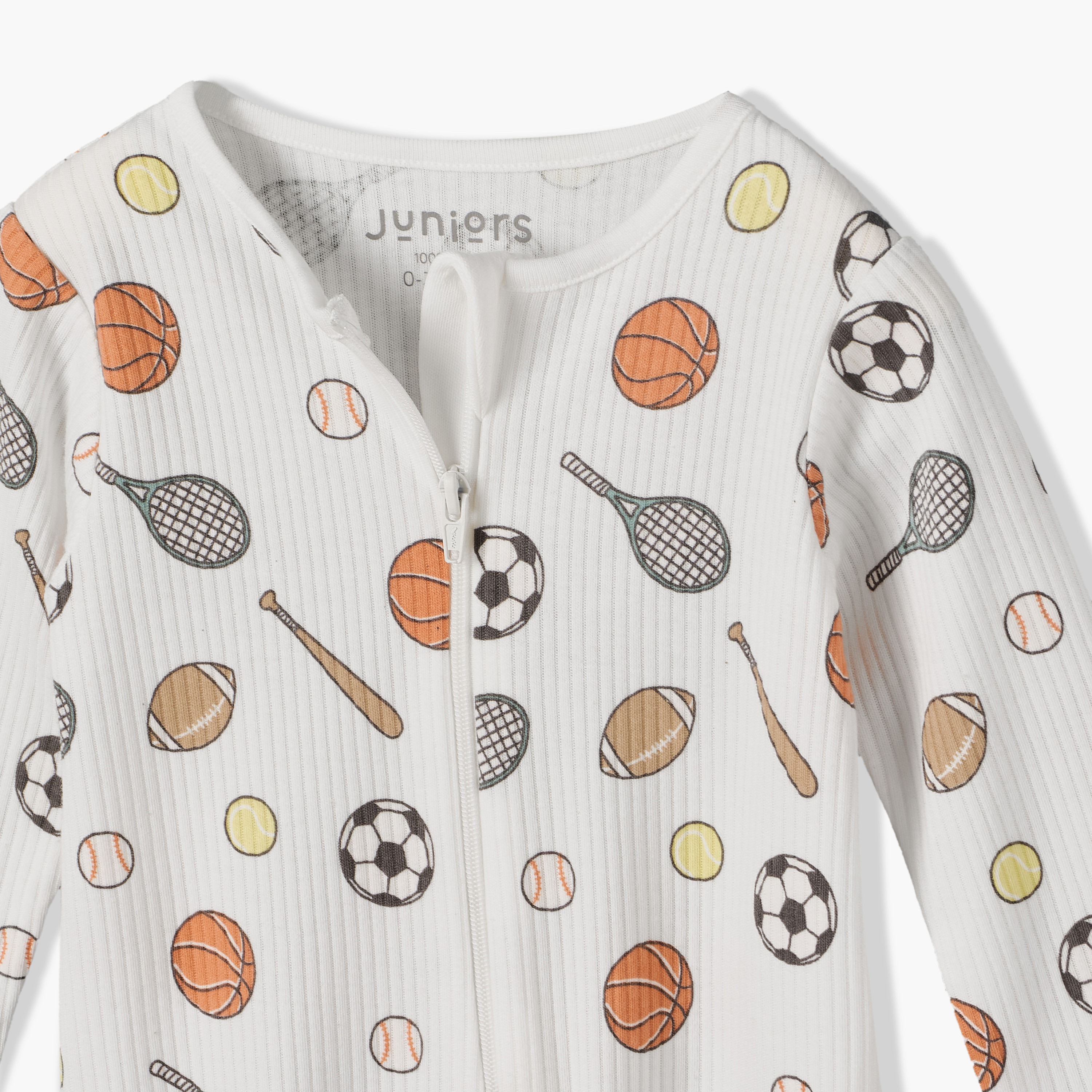 Juniors Cotton Round Neck Long Sleeves Sleepsuit with Sports Print-baby-boys-clothing-nightwear-sleepsuits-image-4