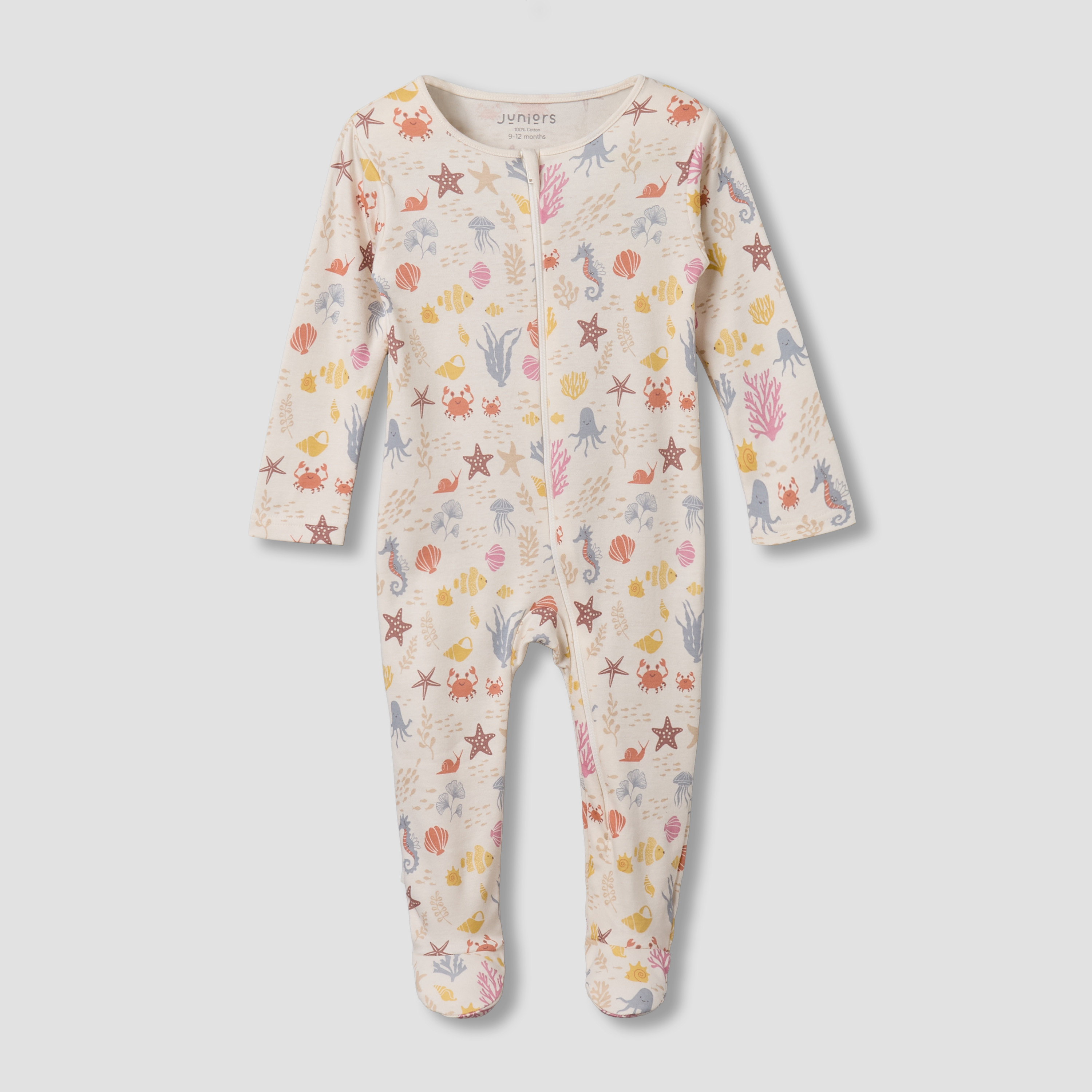 Juniors Cotton Round Neck Long Sleeves Sleepsuit with Underwater Print-baby-girls-clothing-nightwear-sleepsuits-image-1