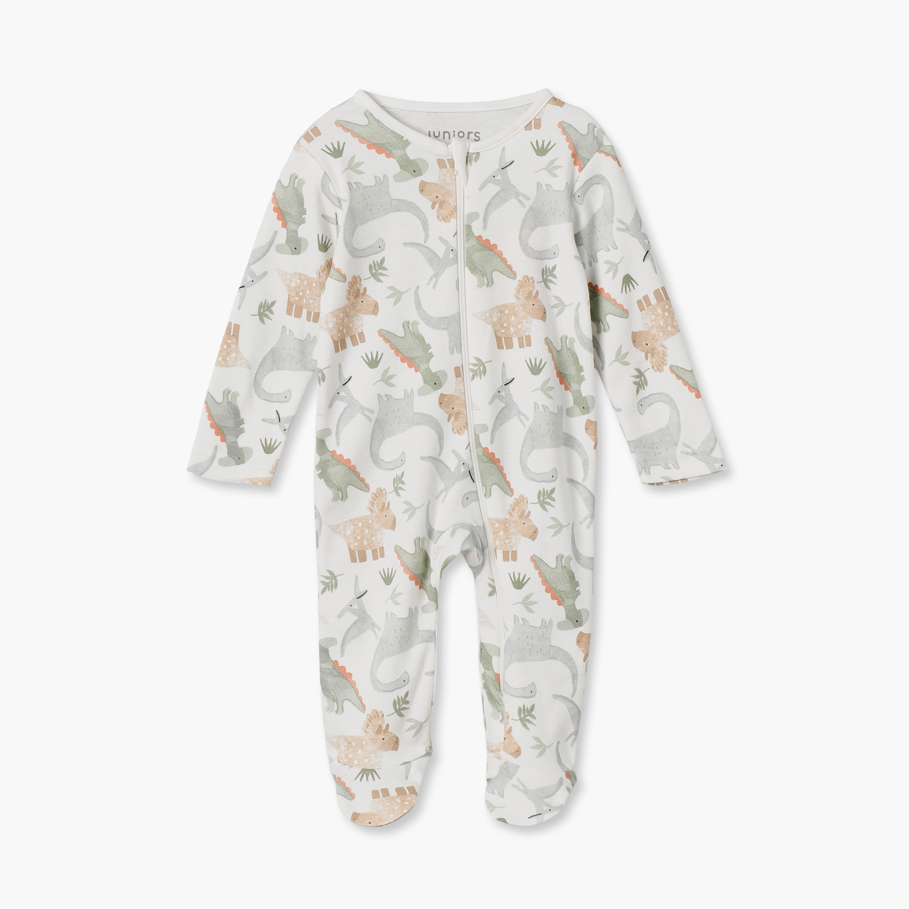 Juniors Cotton Crew Neck Long Sleeves Sleepsuit with Dinosaur Print-baby-boys-clothing-nightwear-sleepsuits-image-2