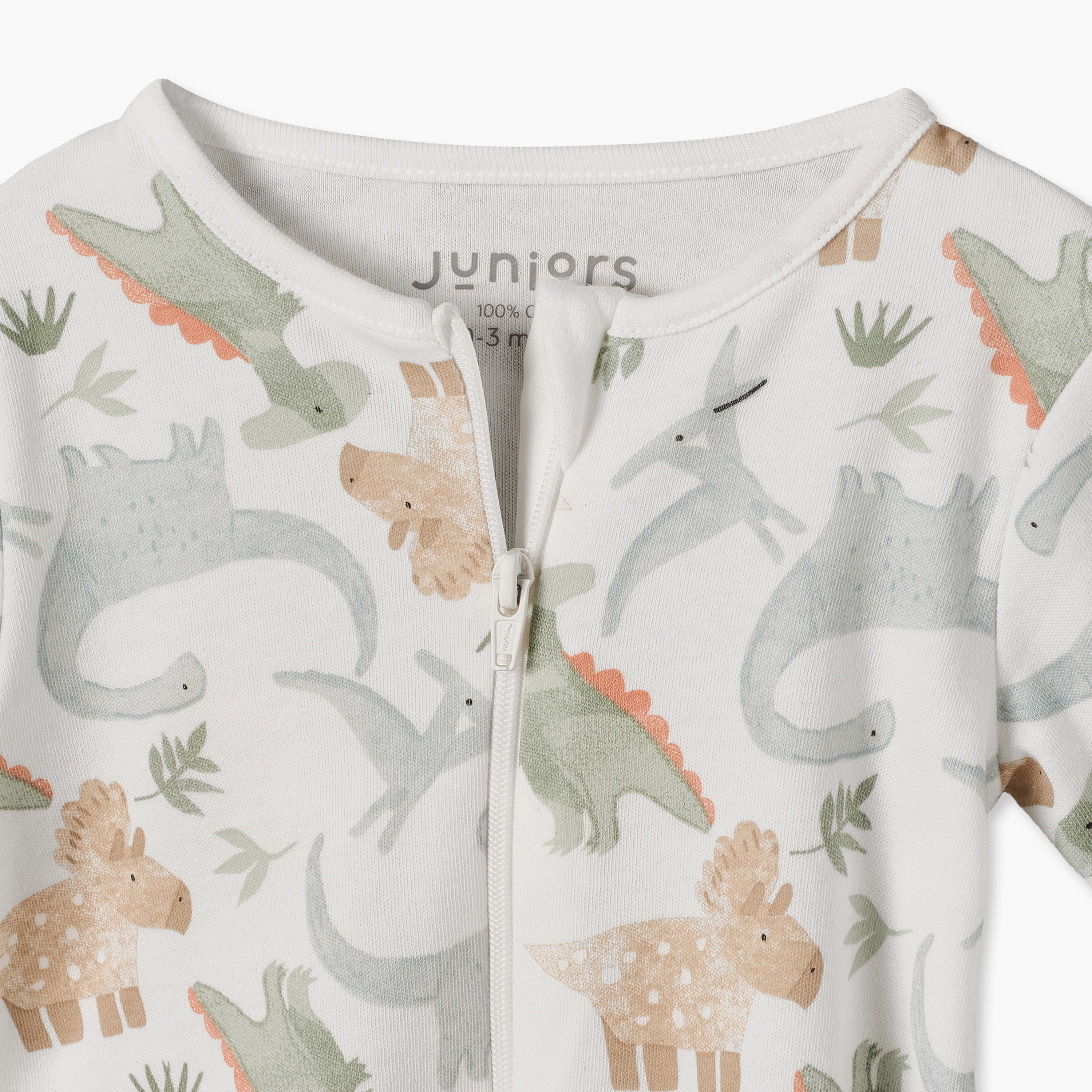 Juniors Cotton Crew Neck Long Sleeves Sleepsuit with Dinosaur Print-baby-boys-clothing-nightwear-sleepsuits-image-4
