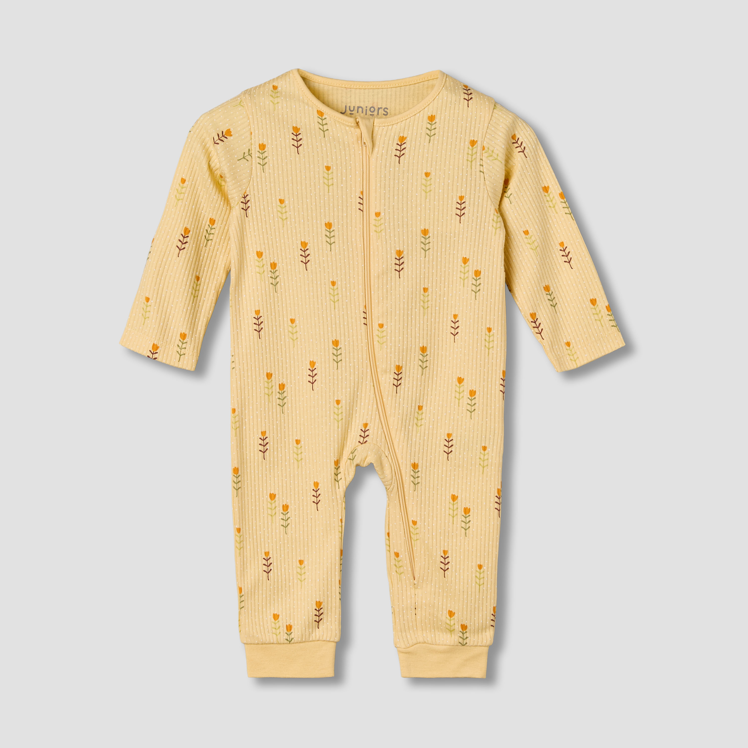 Juniors Cotton Round Neck Long Sleeves Sleepsuit with Floral Print-baby-girls-clothing-nightwear-sleepsuits-image-2