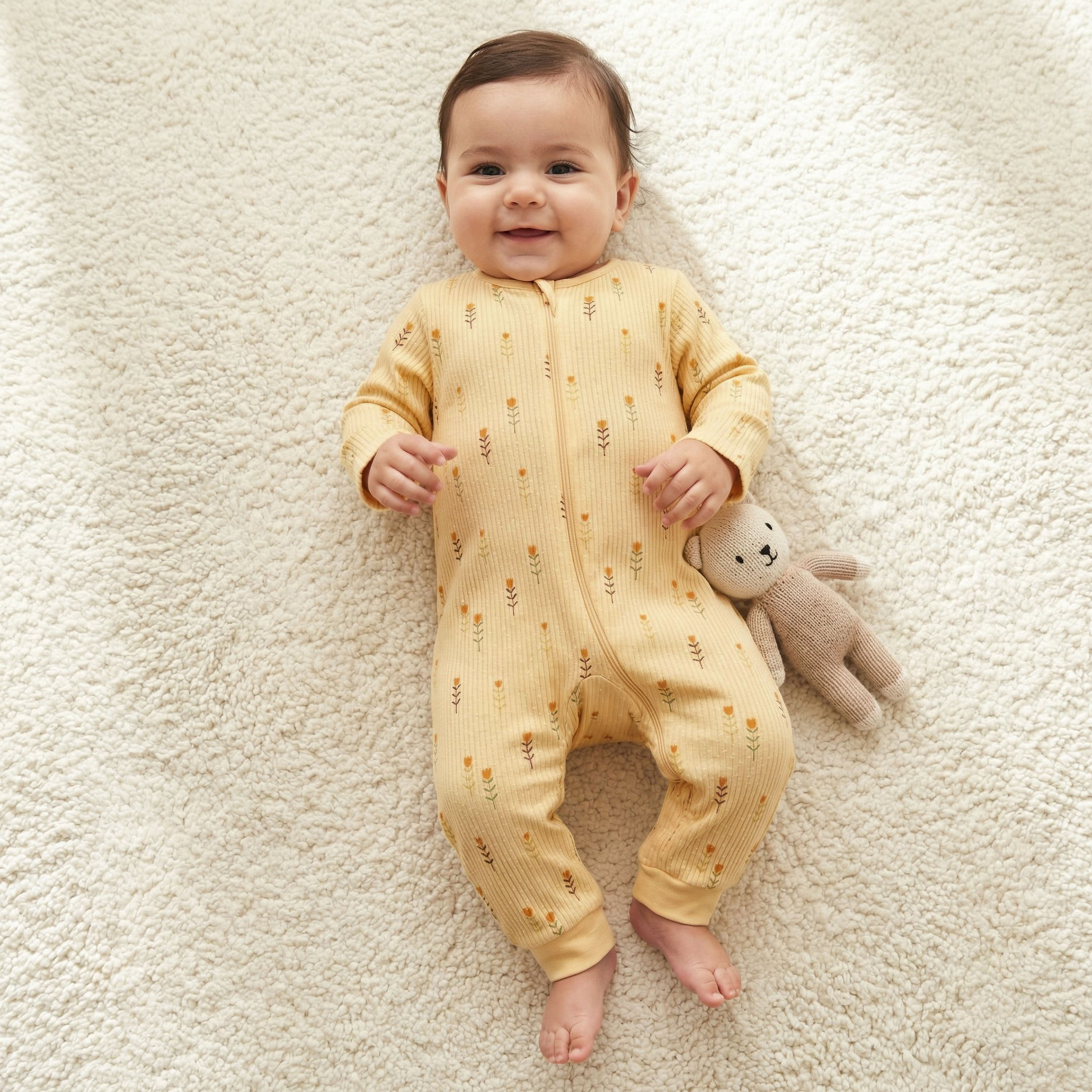 Juniors Cotton Round Neck Long Sleeves Sleepsuit with Floral Print-baby-girls-clothing-nightwear-sleepsuits-image-1