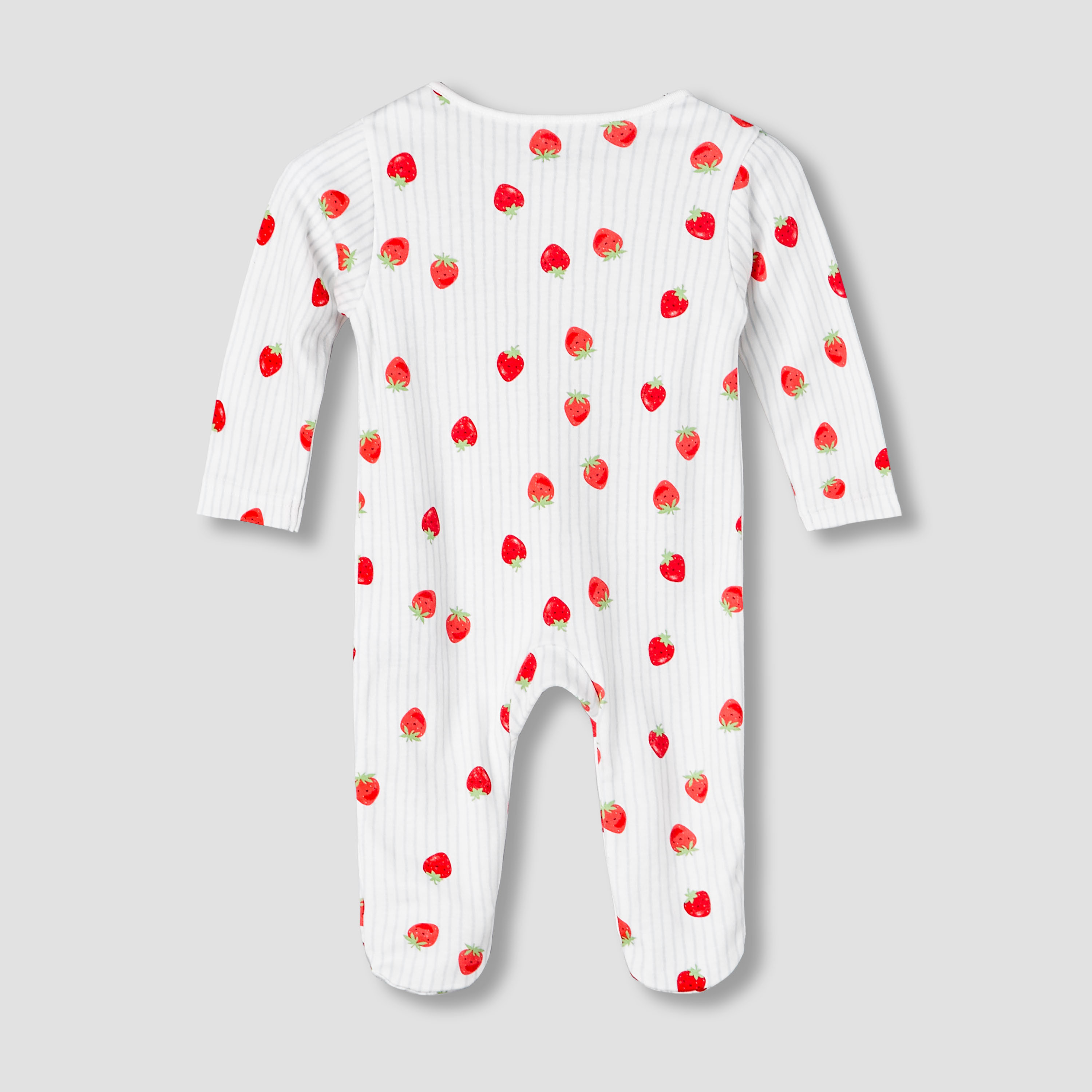Juniors Cotton Round Neck Long Sleeves Sleepsuit with Strawberry Print-baby-girls-clothing-nightwear-sleepsuits-image-3