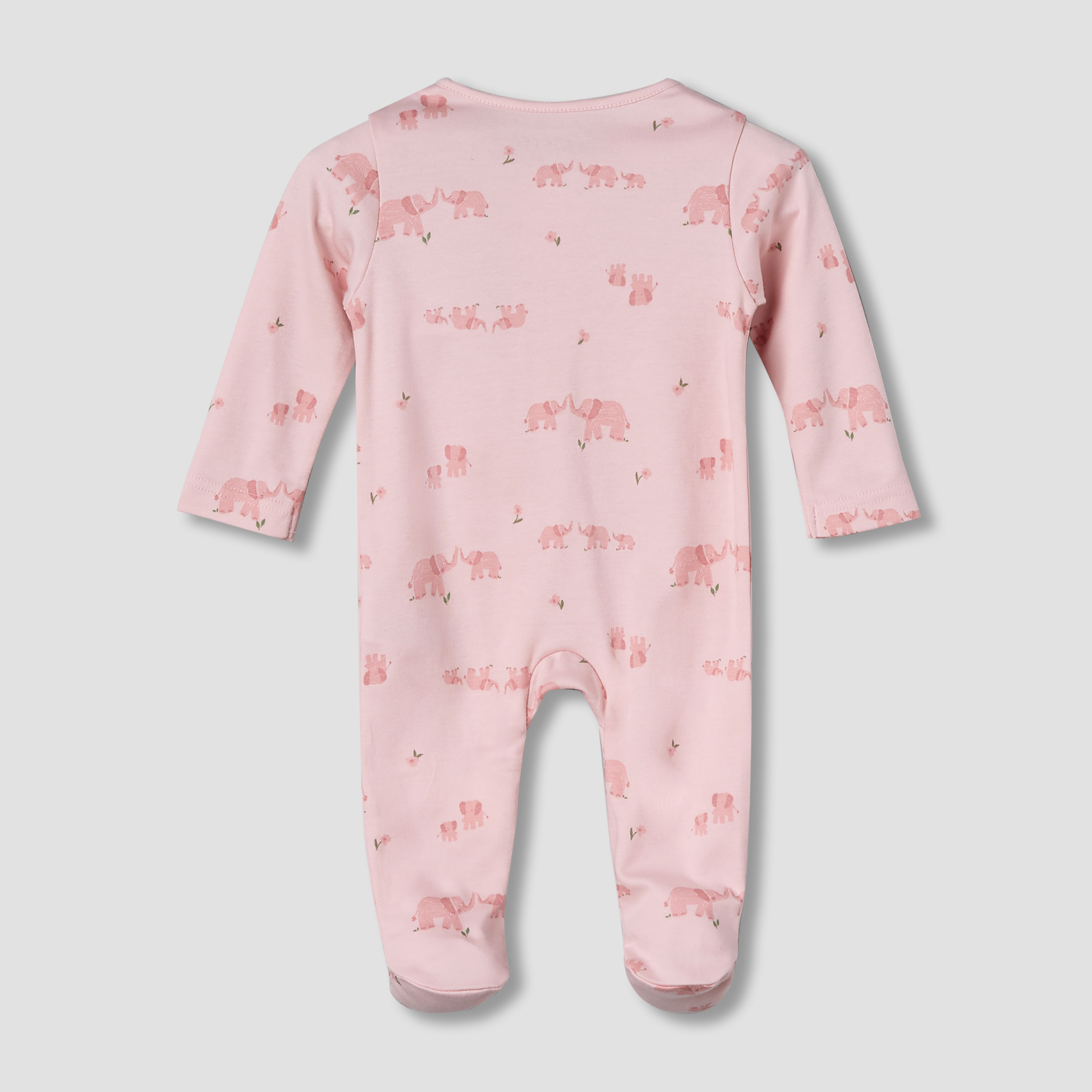 Juniors Cotton Long Sleeves Sleepsuit with Elephant Print-baby-girls-clothing-nightwear-sleepsuits-image-3