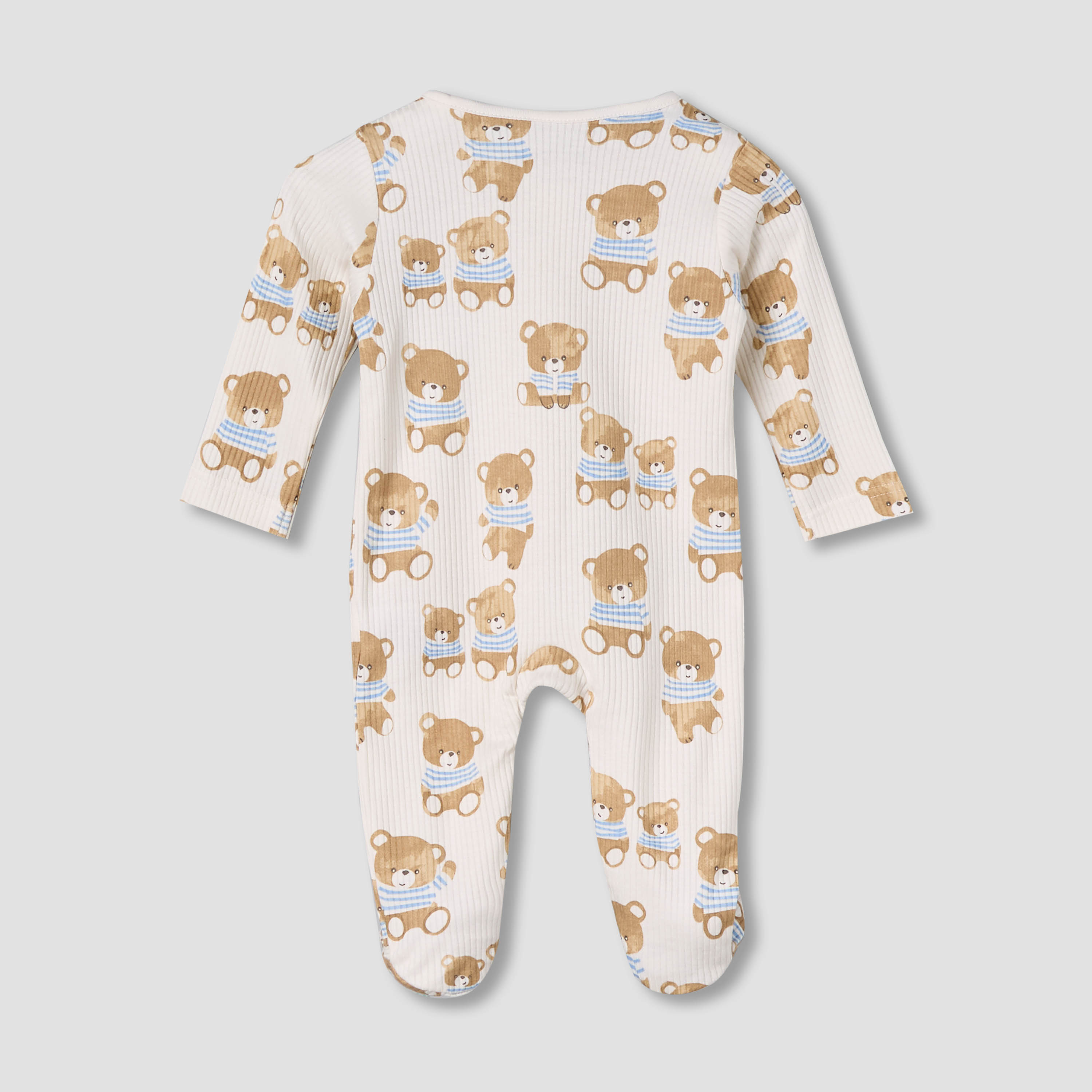 Juniors Cotton Round Neck Long Sleeves Sleepsuit with Bear Print-baby-boys-clothing-nightwear-sleepsuits-image-3
