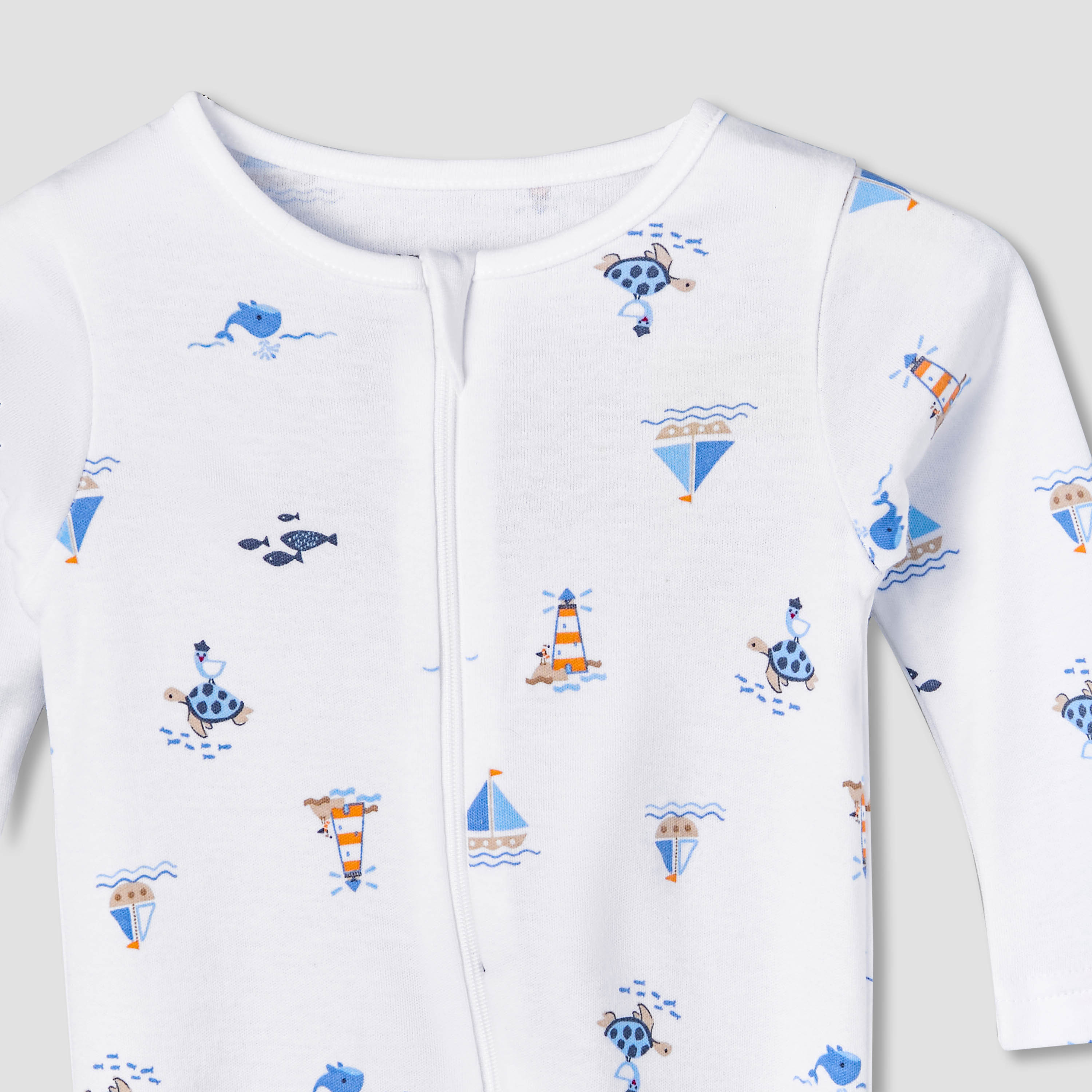 Juniors Cotton Round Neck Long Sleeve Sleepsuit with Zip Closure-baby-boys-clothing-nightwear-sleepsuits-image-4
