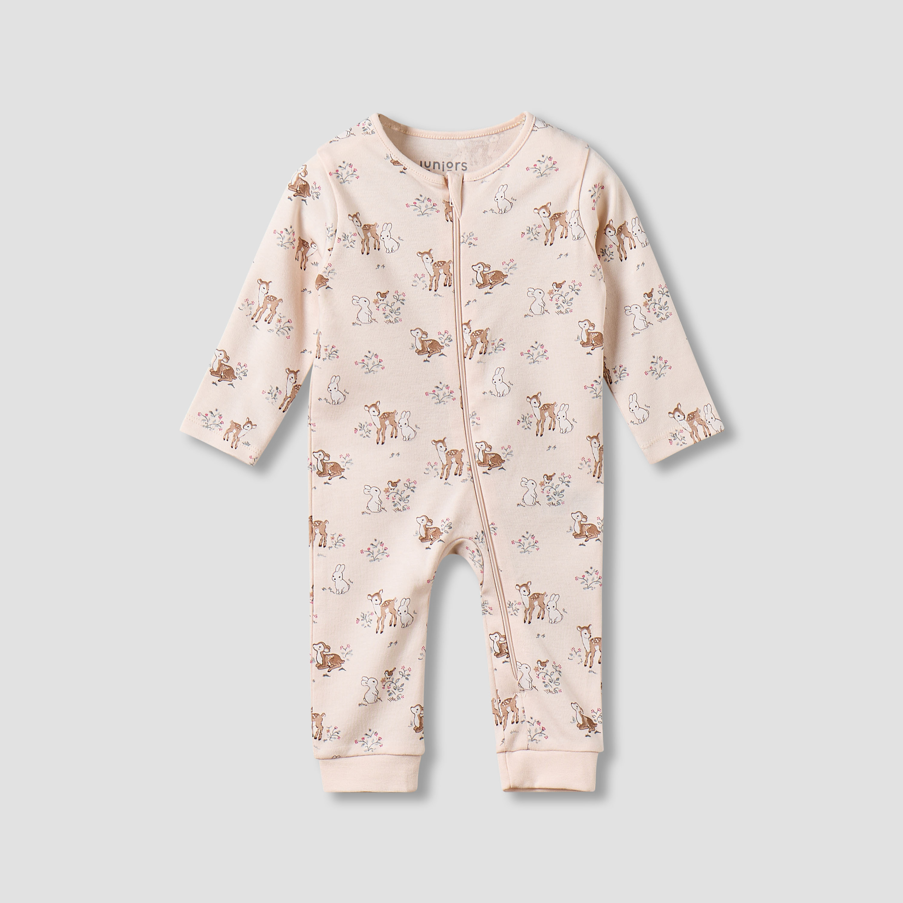 Juniors Cotton Long Sleeves Sleepsuit with Deer Print-baby-girls-clothing-nightwear-sleepsuits-image-2