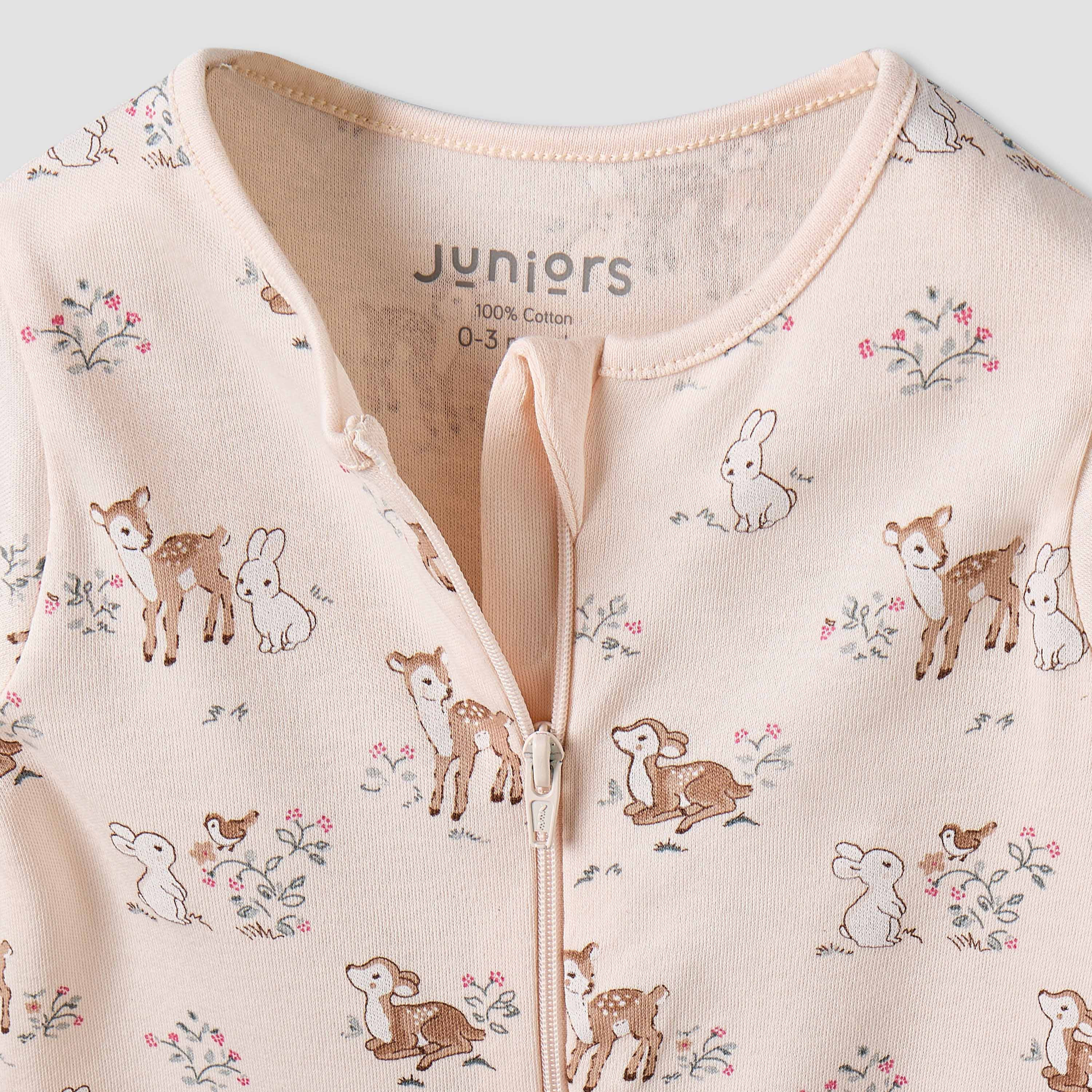 Juniors Cotton Long Sleeves Sleepsuit with Deer Print-baby-girls-clothing-nightwear-sleepsuits-image-4