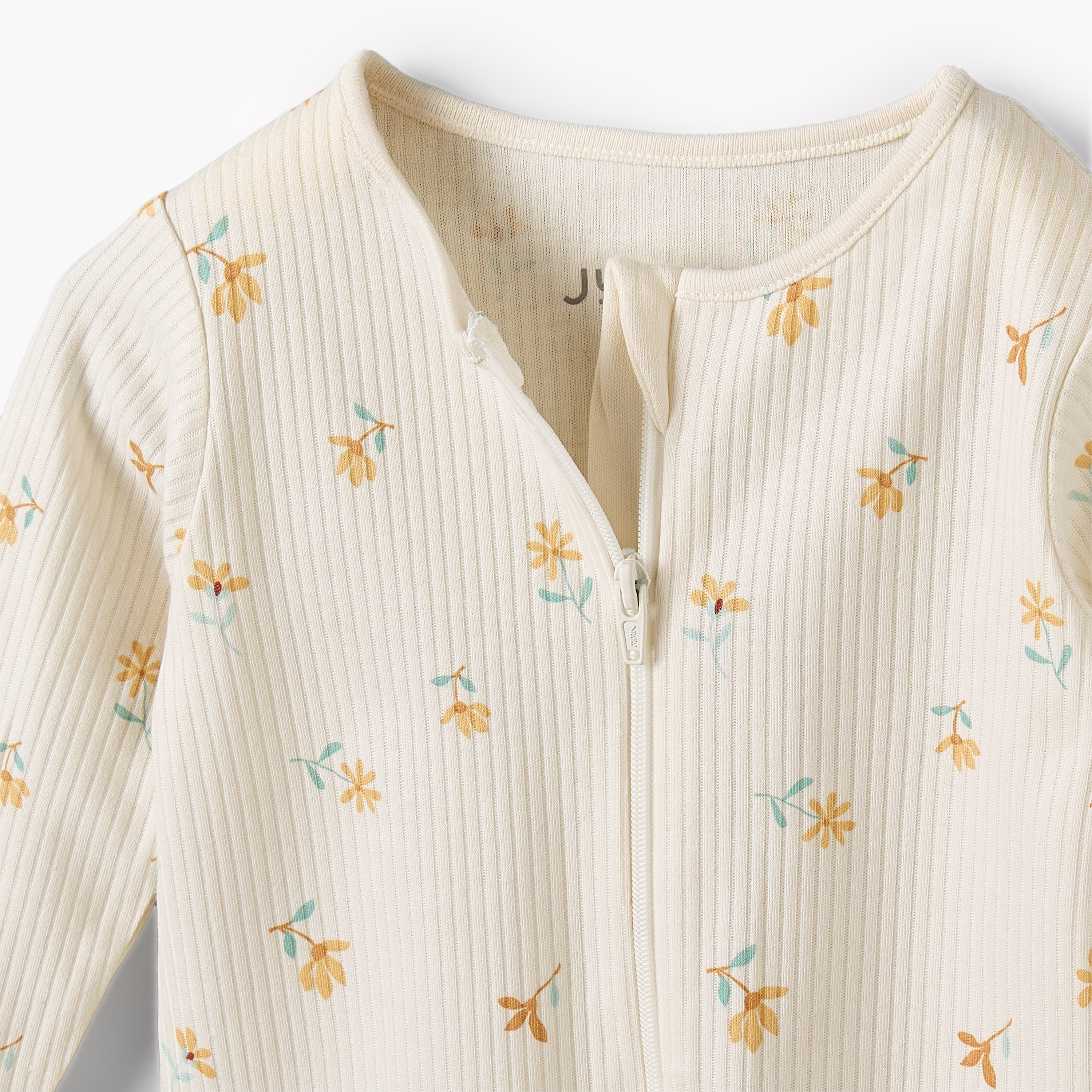 Juniors Cotton Round Neck Long Sleeves Sleepsuit with Floral Print-baby-girls-clothing-nightwear-sleepsuits-image-4