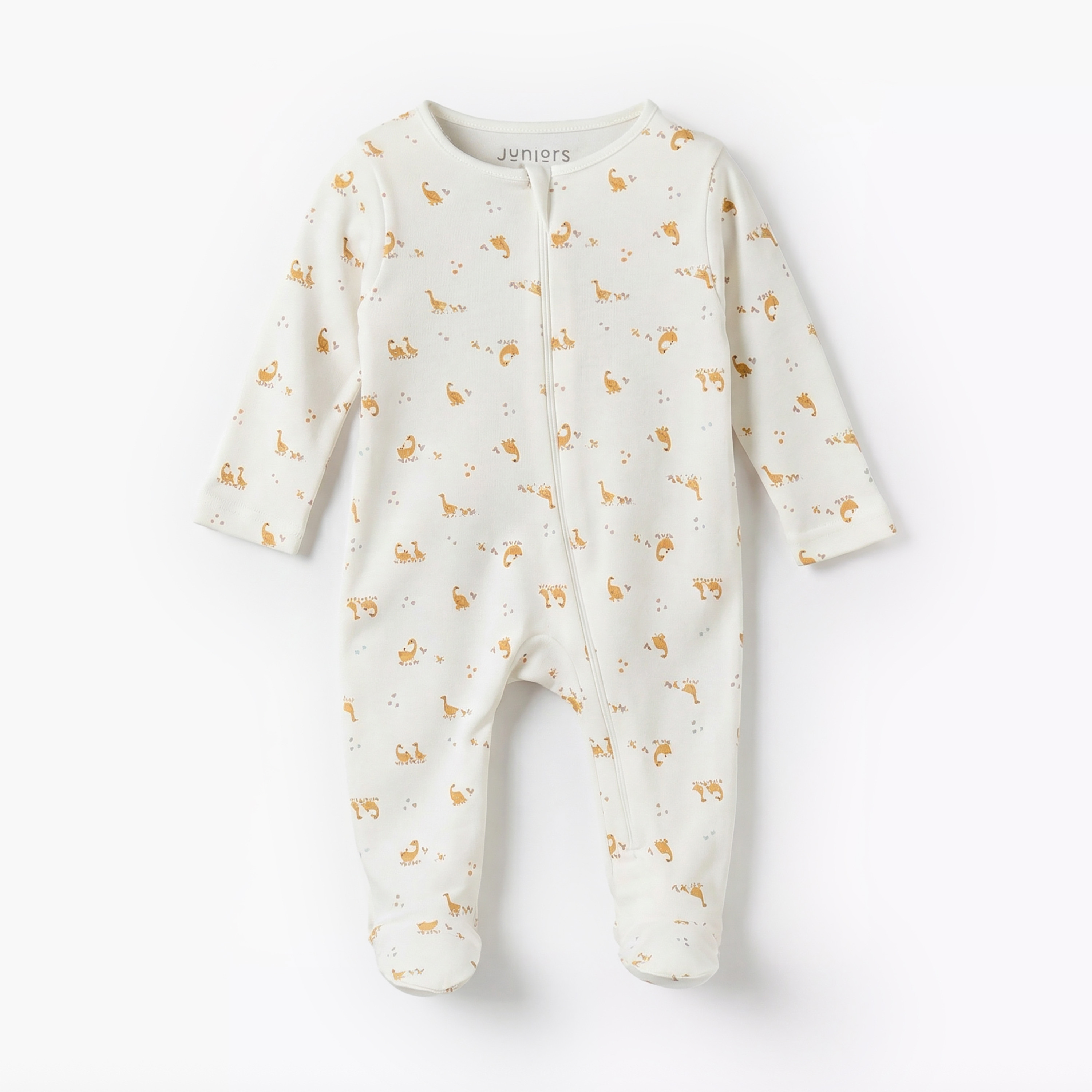 Juniors Cotton Round Neck Long Sleeves Sleepsuit with Goose Print-baby-girls-clothing-nightwear-sleepsuits-image-1