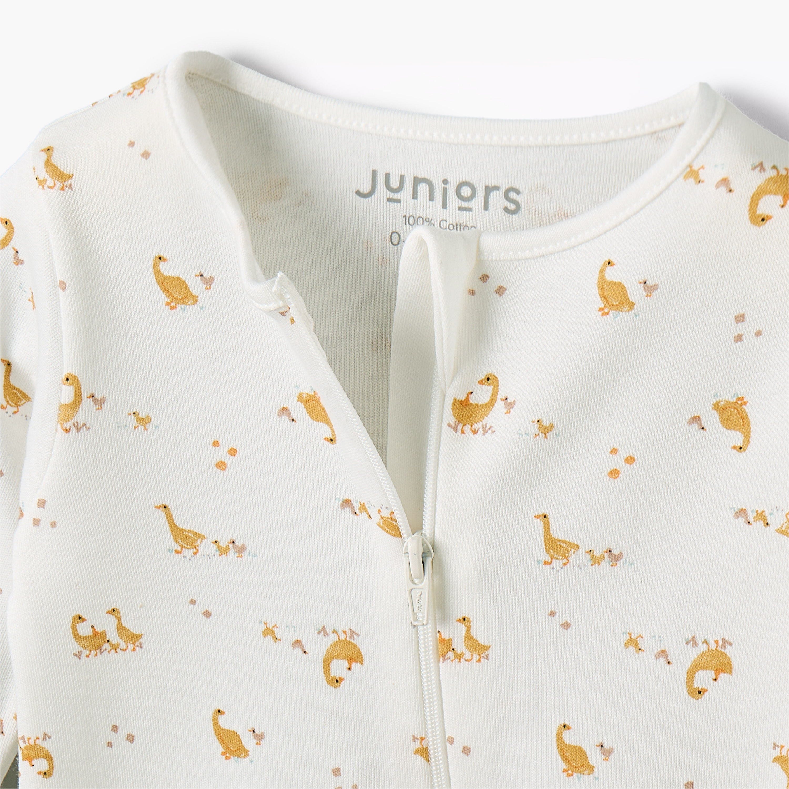 Juniors Cotton Round Neck Long Sleeves Sleepsuit with Goose Print-baby-girls-clothing-nightwear-sleepsuits-image-3