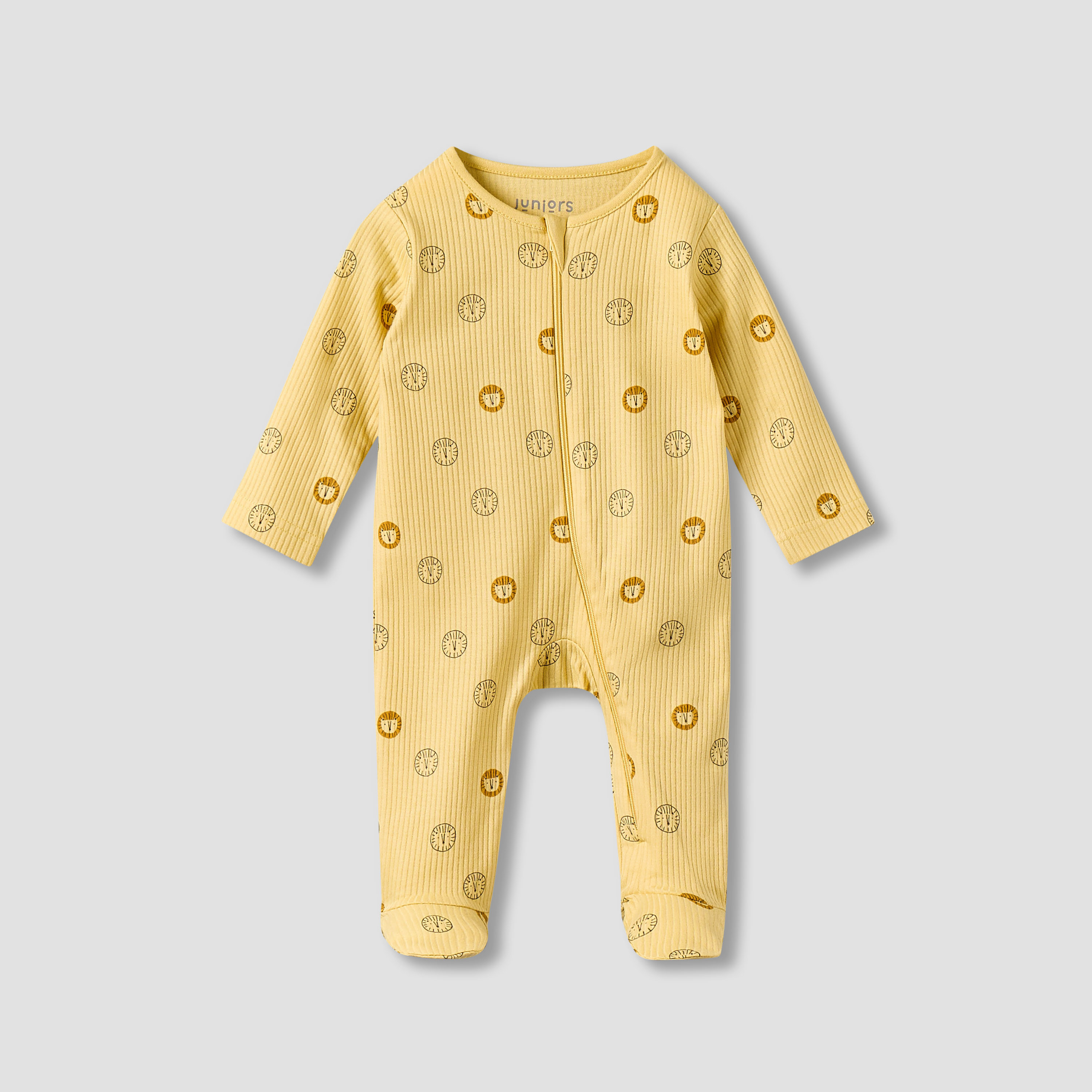 Juniors Cotton Round Neck Long Sleeves Sleepsuit with Zip Closure-baby-boys-clothing-nightwear-sleepsuits-image-1