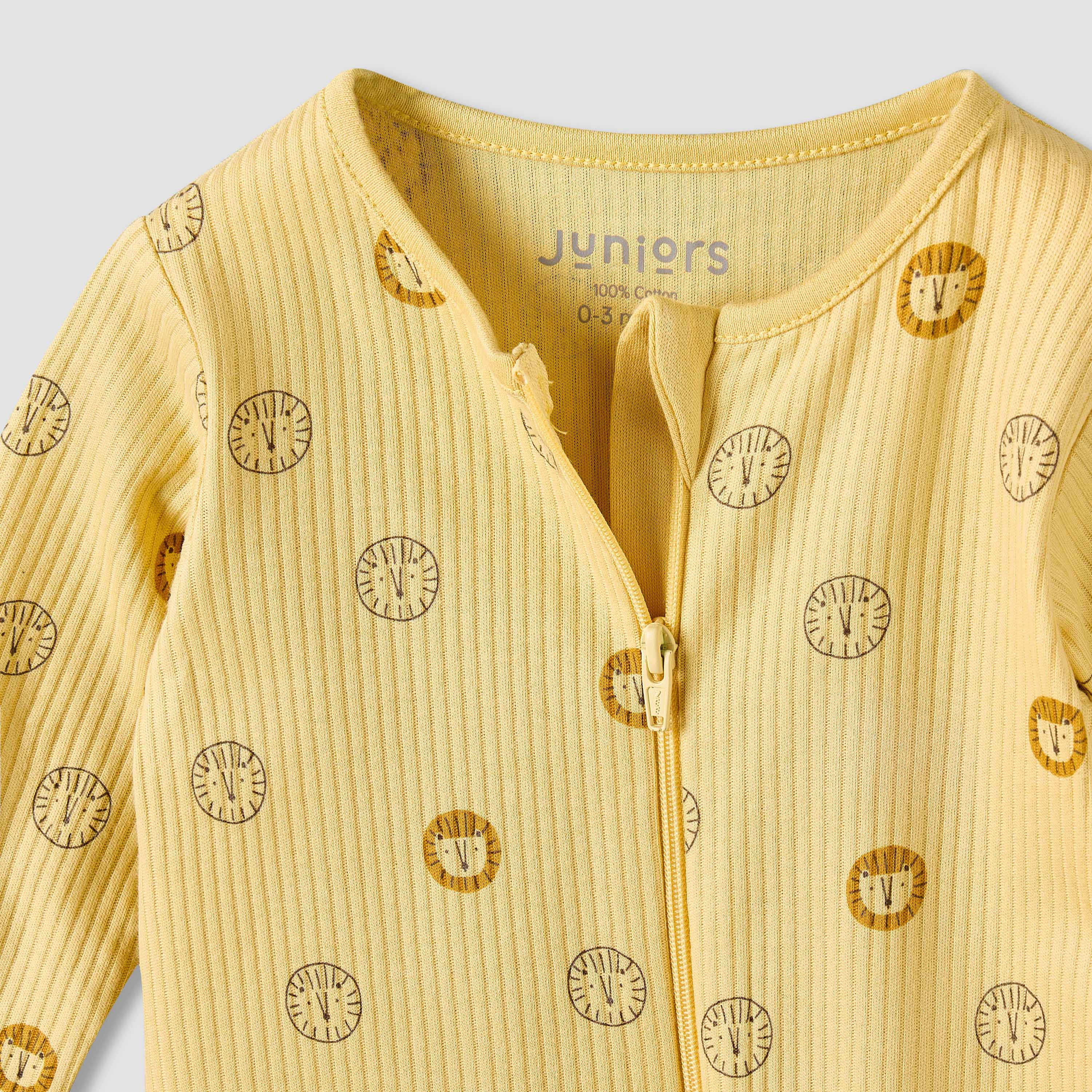 Juniors Cotton Round Neck Long Sleeves Sleepsuit with Zip Closure-baby-boys-clothing-nightwear-sleepsuits-image-3