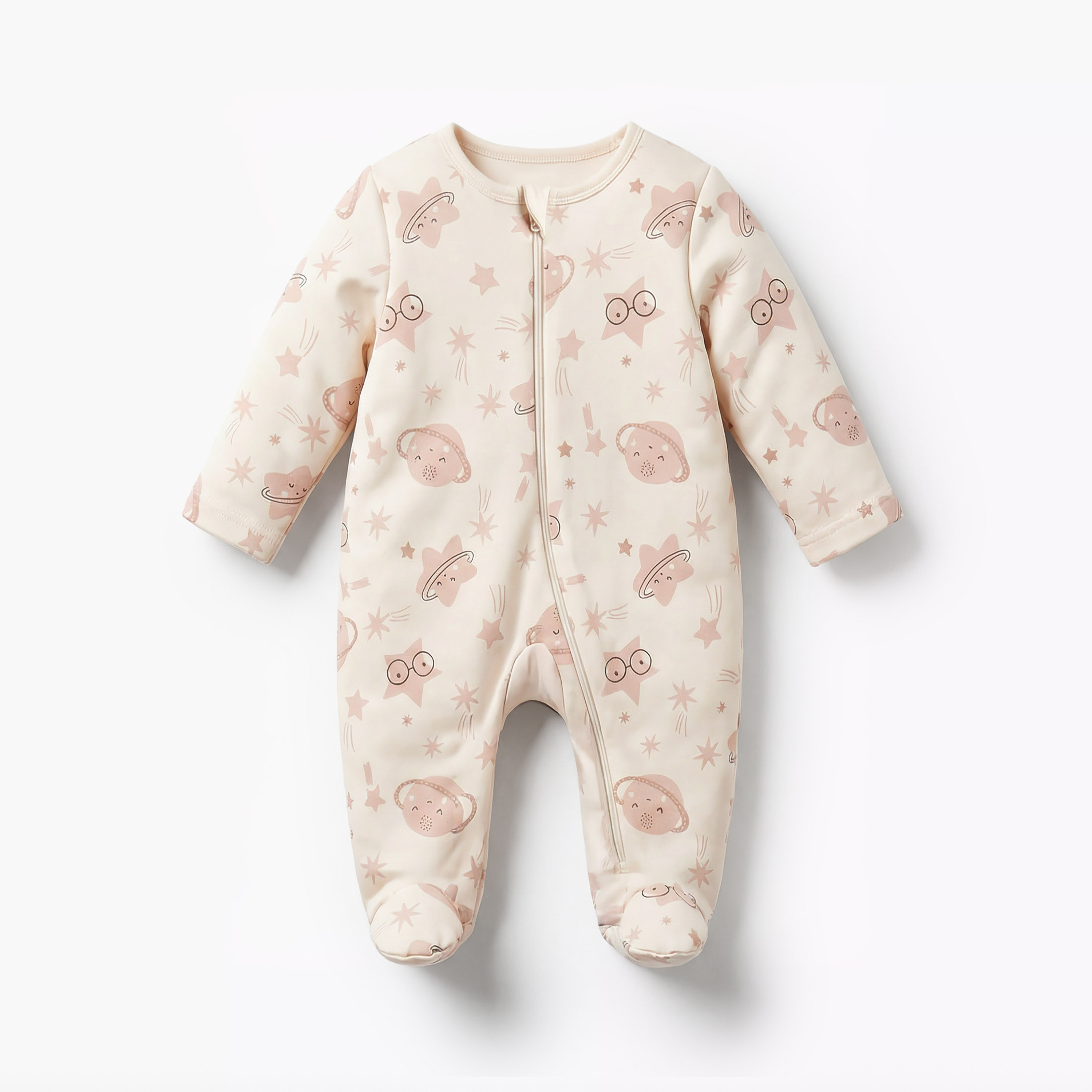 Juniors Cotton Round Neck Long Sleeves Sleepsuit with Space Print-baby-boys-clothing-nightwear-sleepsuits-image-2