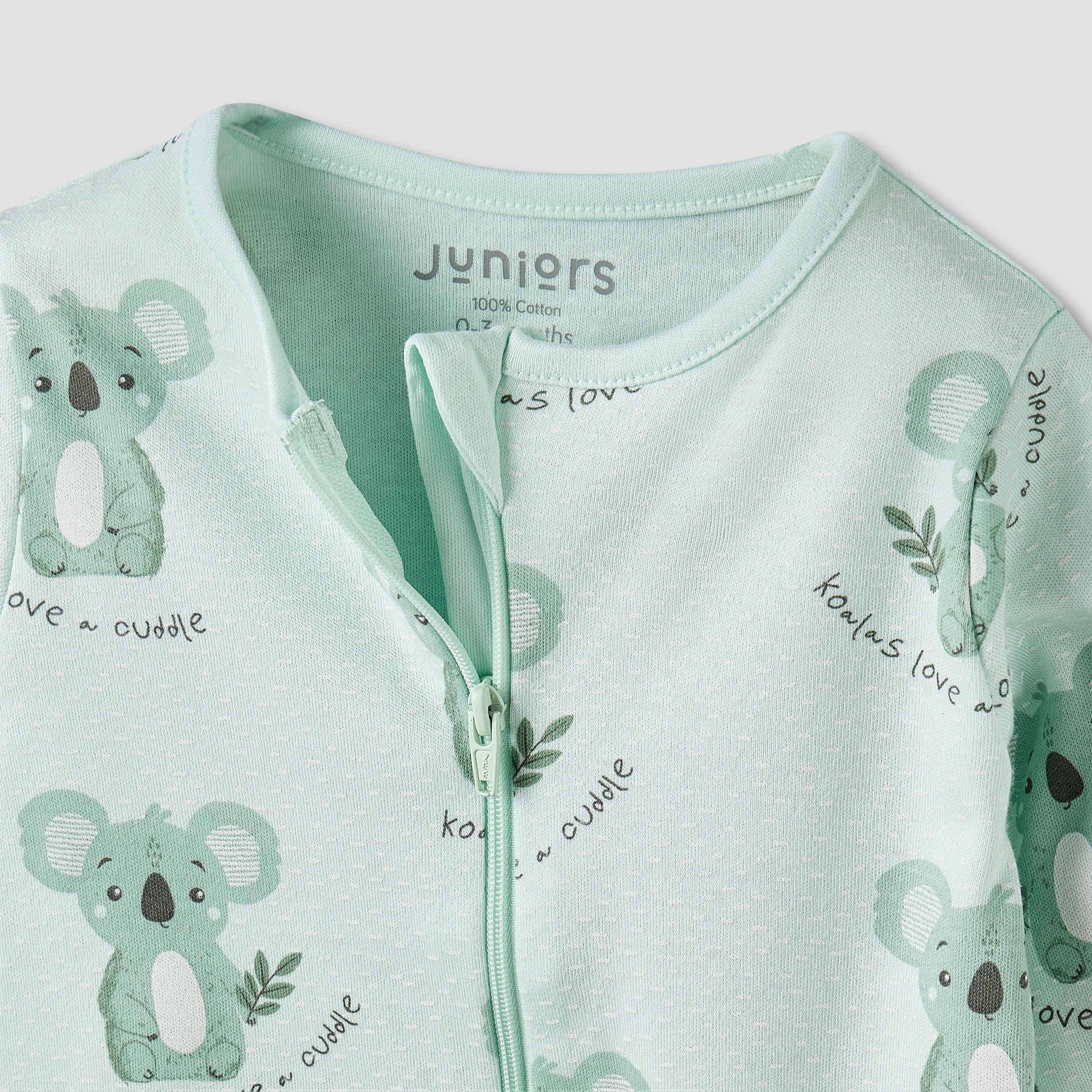 Juniors Cotton Round Neck Long Sleeves Sleepsuit with Koala Print-baby-boys-clothing-nightwear-sleepsuits-image-3