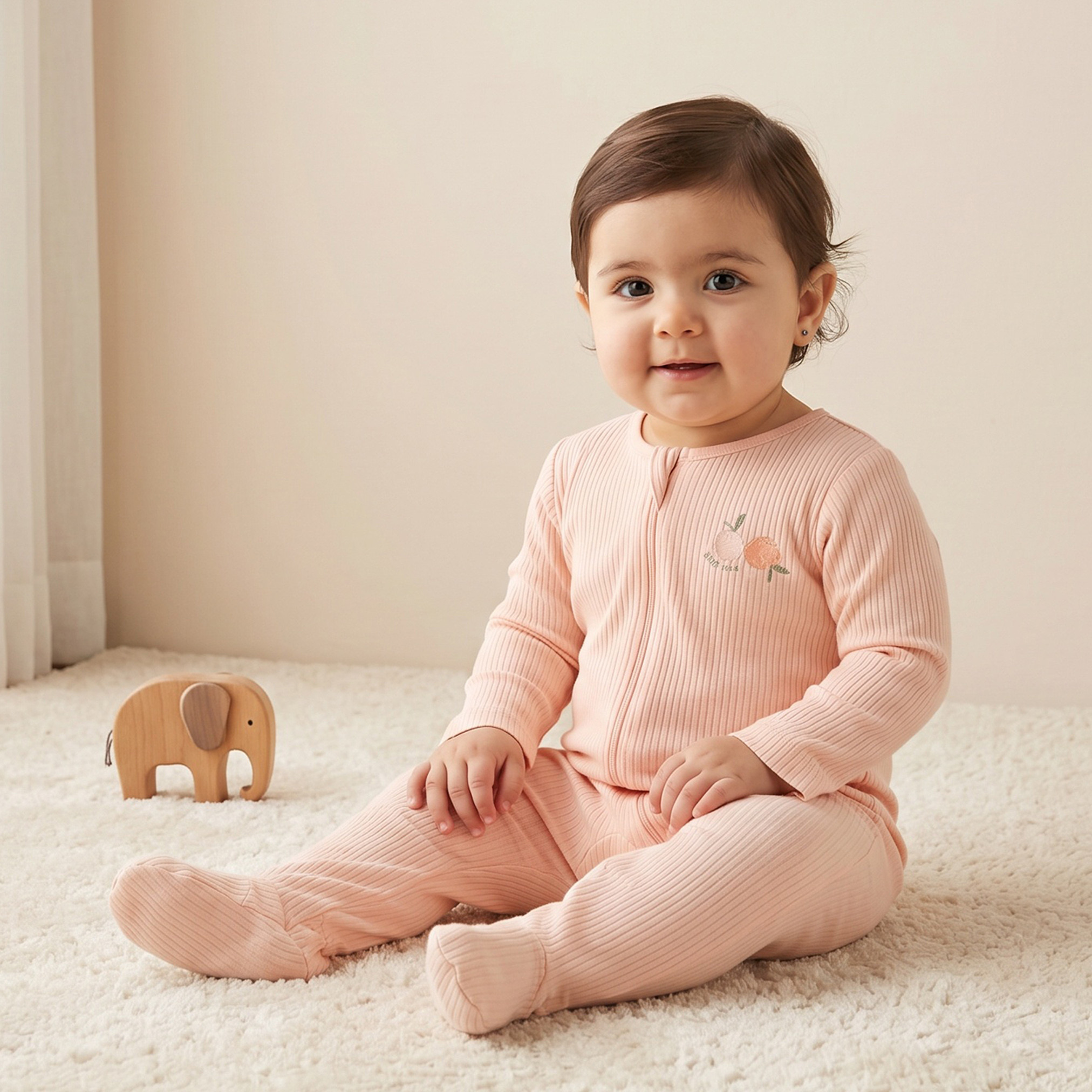 Pack of 3 Juniors Cotton Round Neck Long Sleeves Sleepsuit with Zip Closure-baby-girls-clothing-nightwear-sleepsuits-image-2