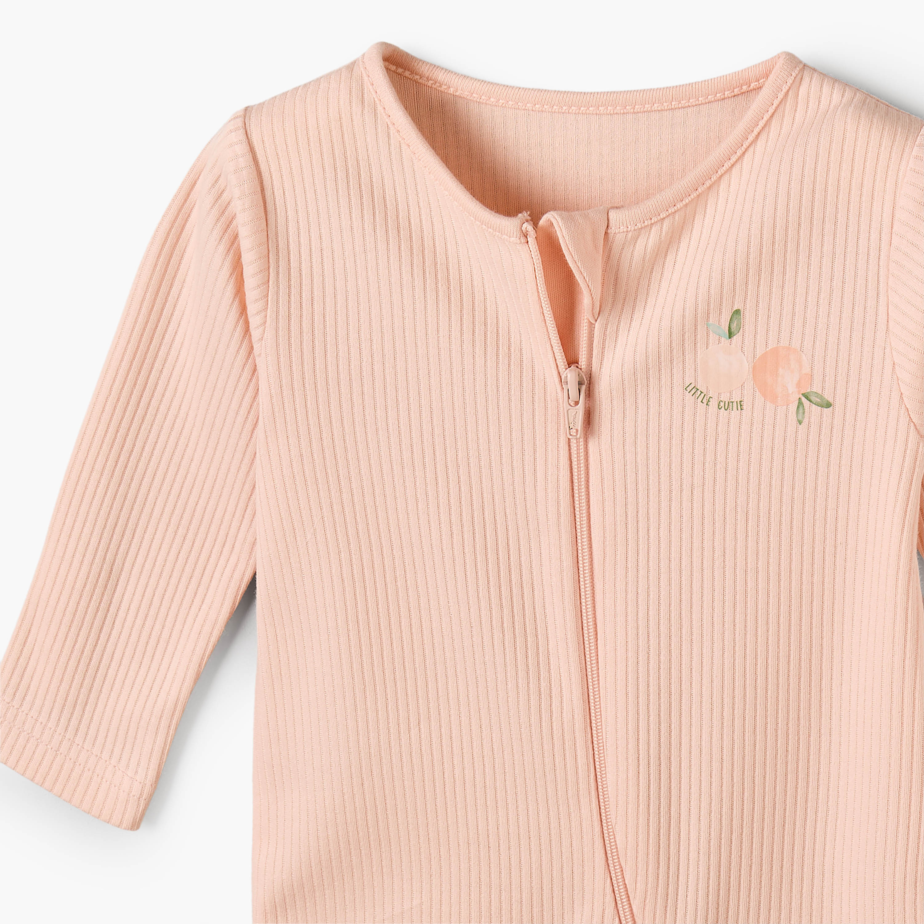 Pack of 3 Juniors Cotton Round Neck Long Sleeves Sleepsuit with Zip Closure-baby-girls-clothing-nightwear-sleepsuits-image-7