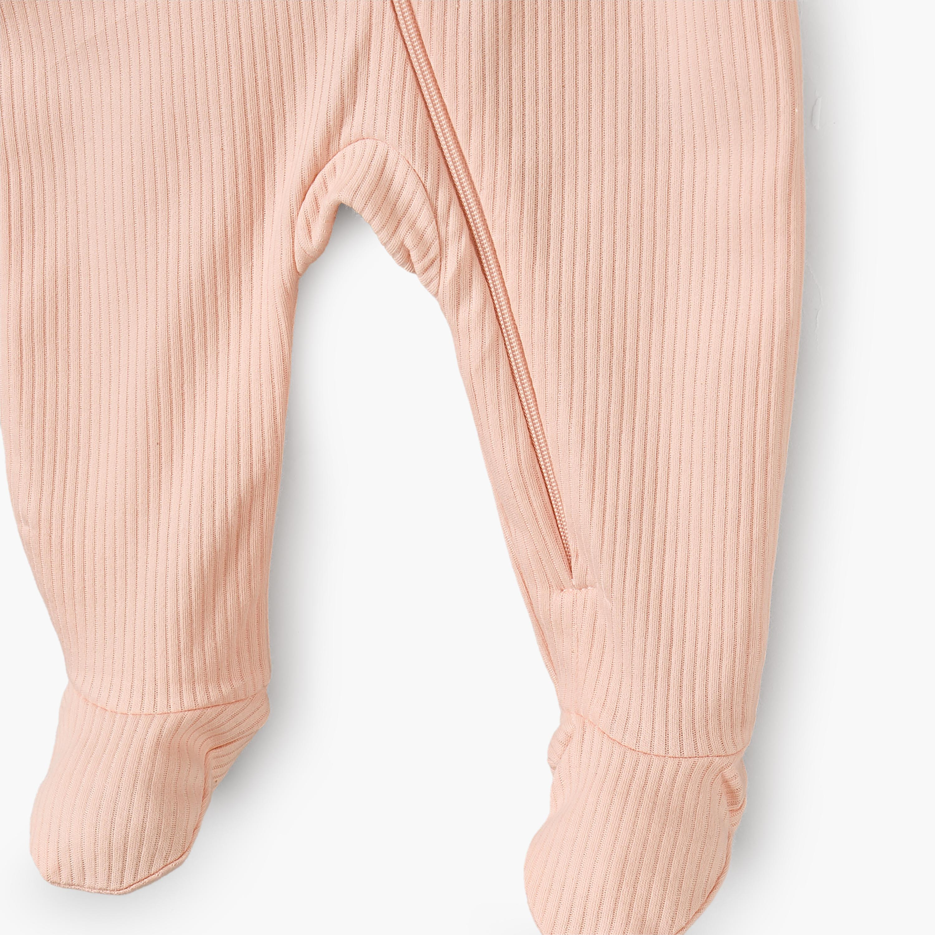 Pack of 3 Juniors Cotton Round Neck Long Sleeves Sleepsuit with Zip Closure-baby-girls-clothing-nightwear-sleepsuits-image-8