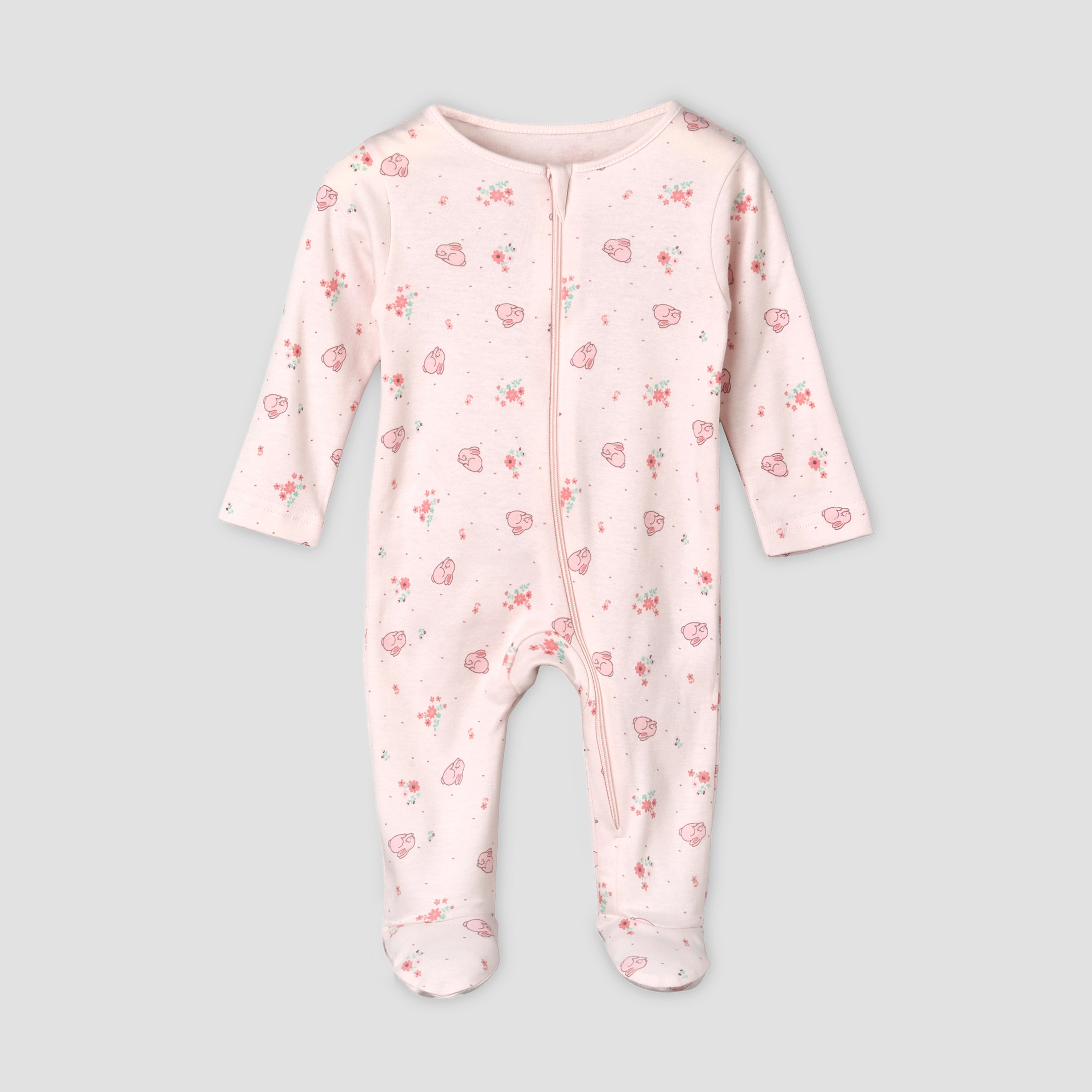 Pack of 5 Juniors Cotton Round Neck Long Sleeves Sleepsuit with Zip Closure-baby-girls-clothing-nightwear-sleepsuits-image-4