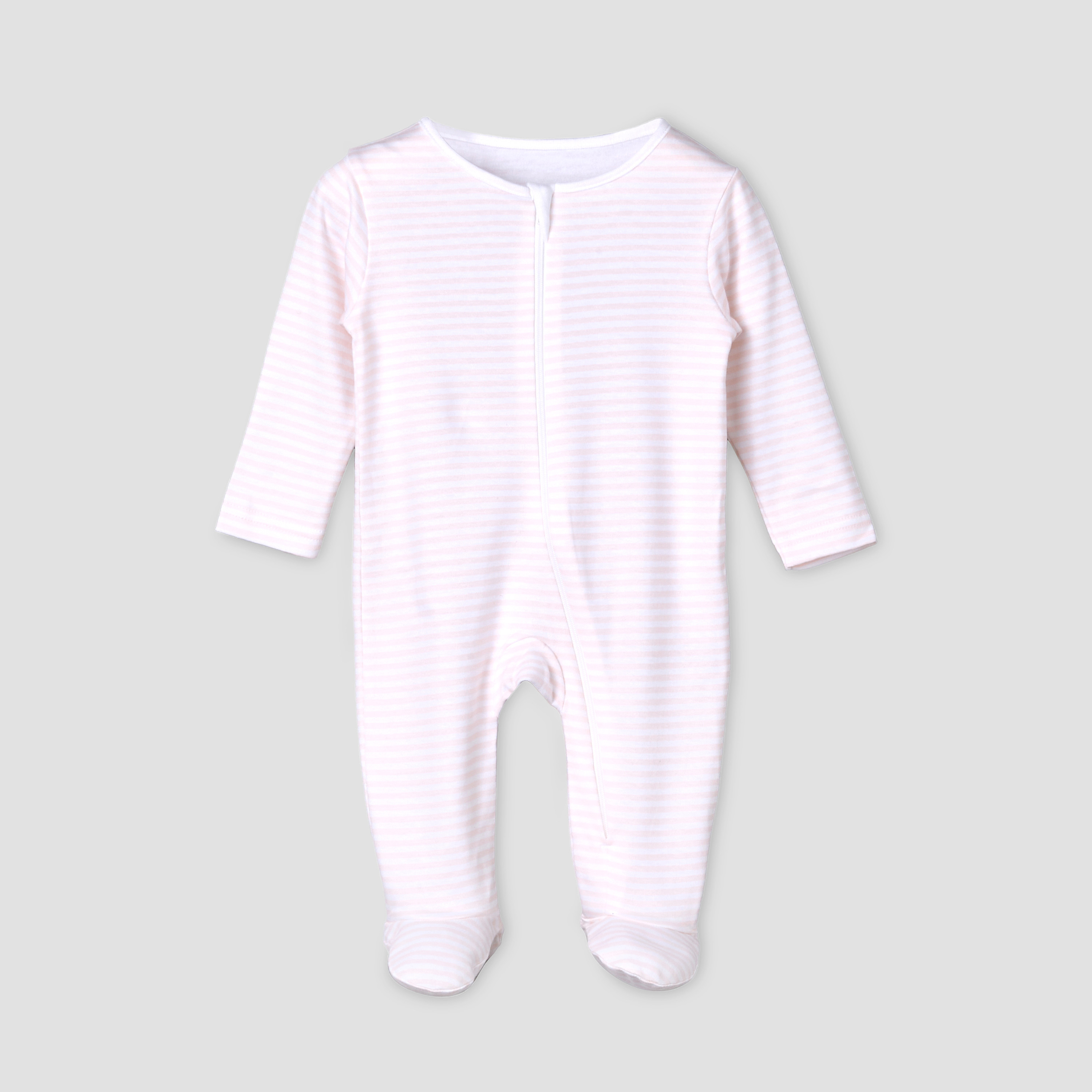 Pack of 5 Juniors Cotton Round Neck Long Sleeves Sleepsuit with Zip Closure-baby-girls-clothing-nightwear-sleepsuits-image-6