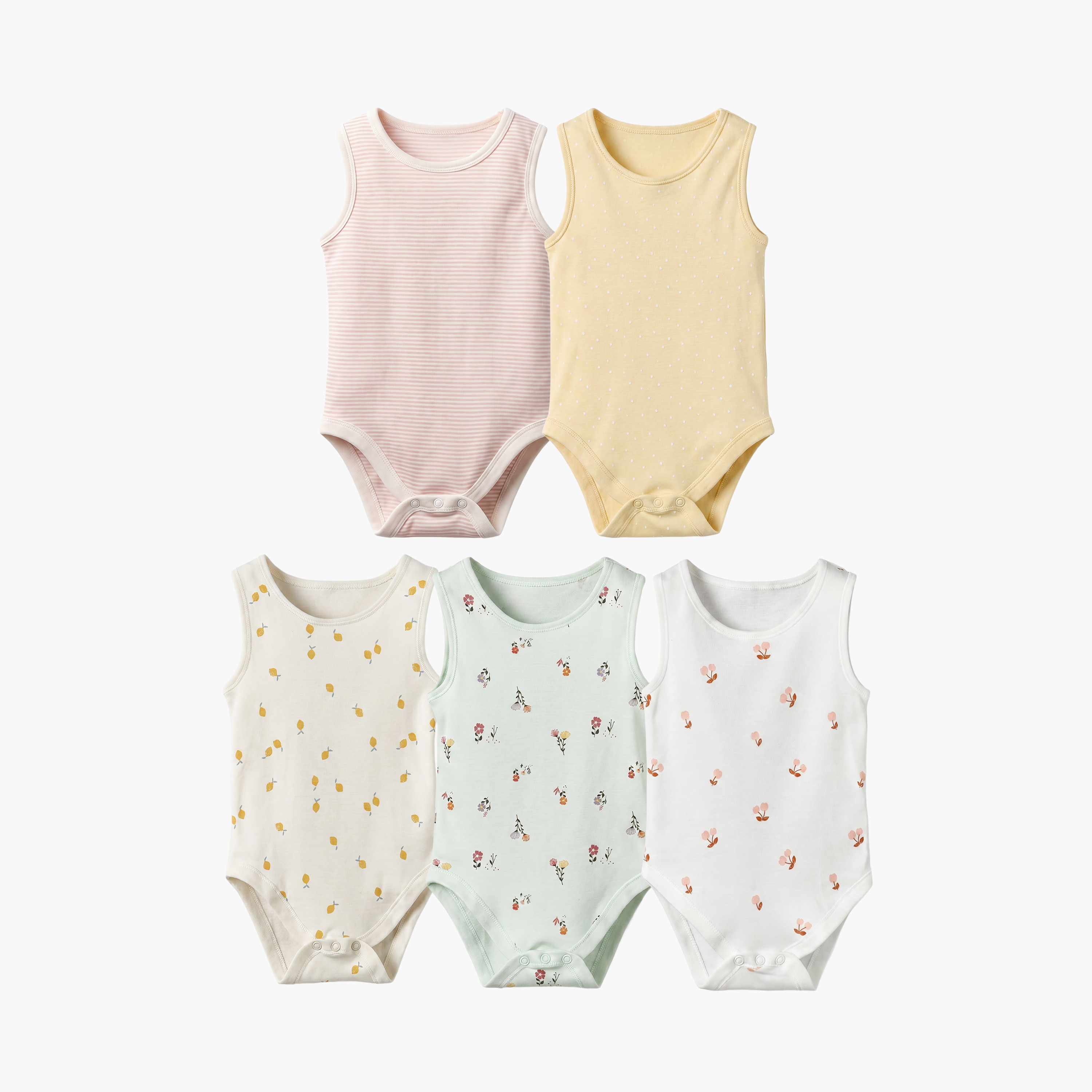 بودي سوت دون أكمام بطبعات من جونيورز - طقم من 5 قطع-baby-girls-clothing-bodysuits-image-1