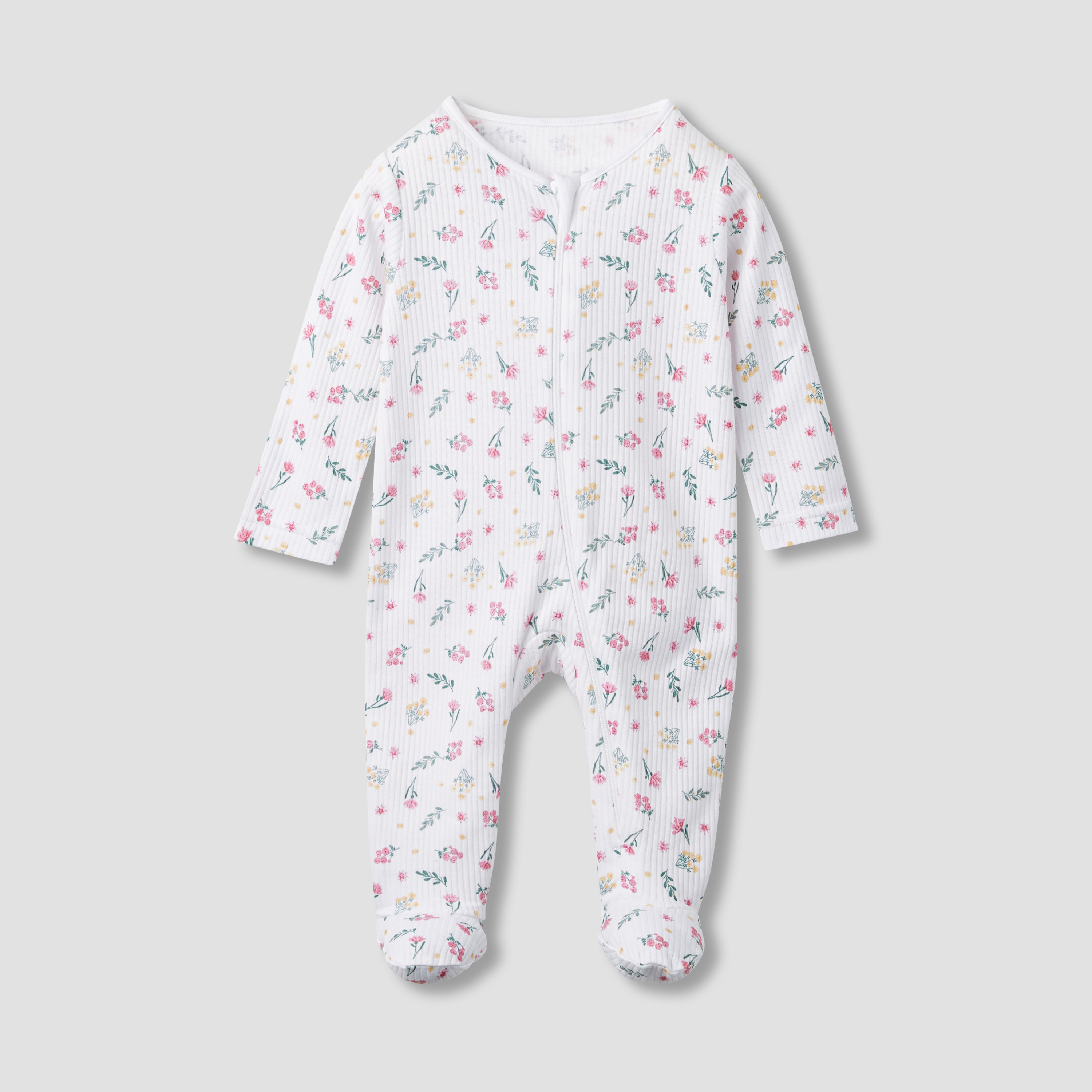 Juniors Floral Print Sleepsuit with Long Sleeves - Set of 3-baby-girls-clothing-nightwear-sleepsuits-image-3
