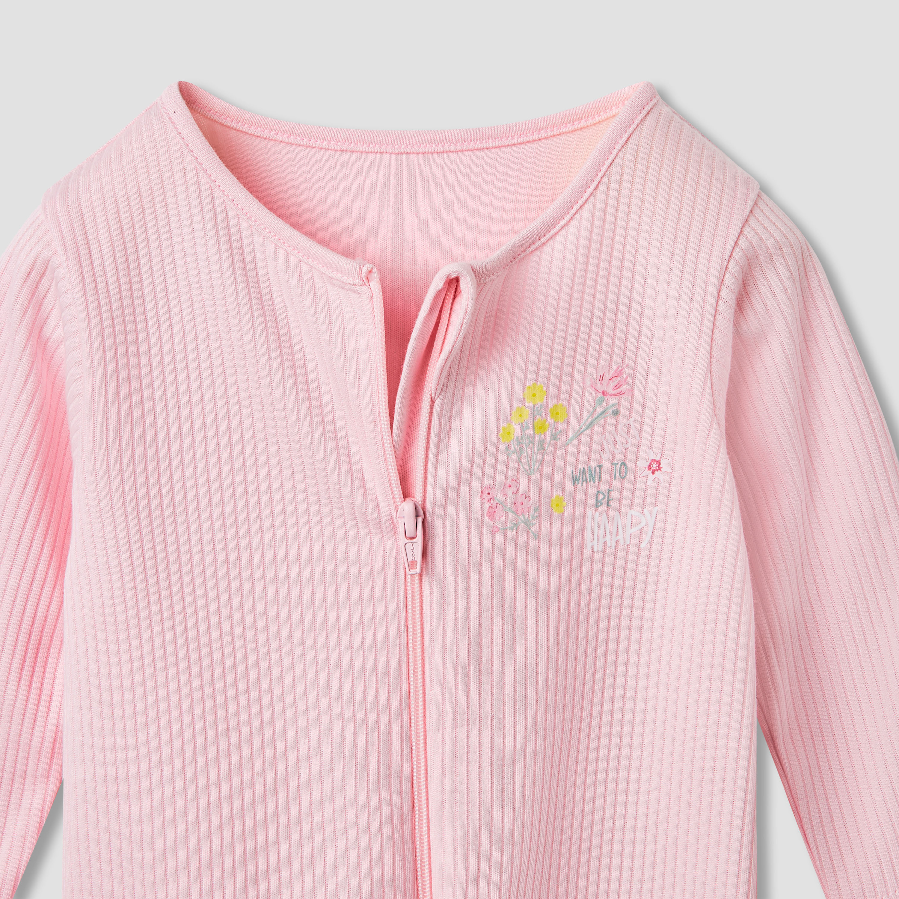 Juniors Floral Print Sleepsuit with Long Sleeves - Set of 3-baby-girls-clothing-nightwear-sleepsuits-image-5