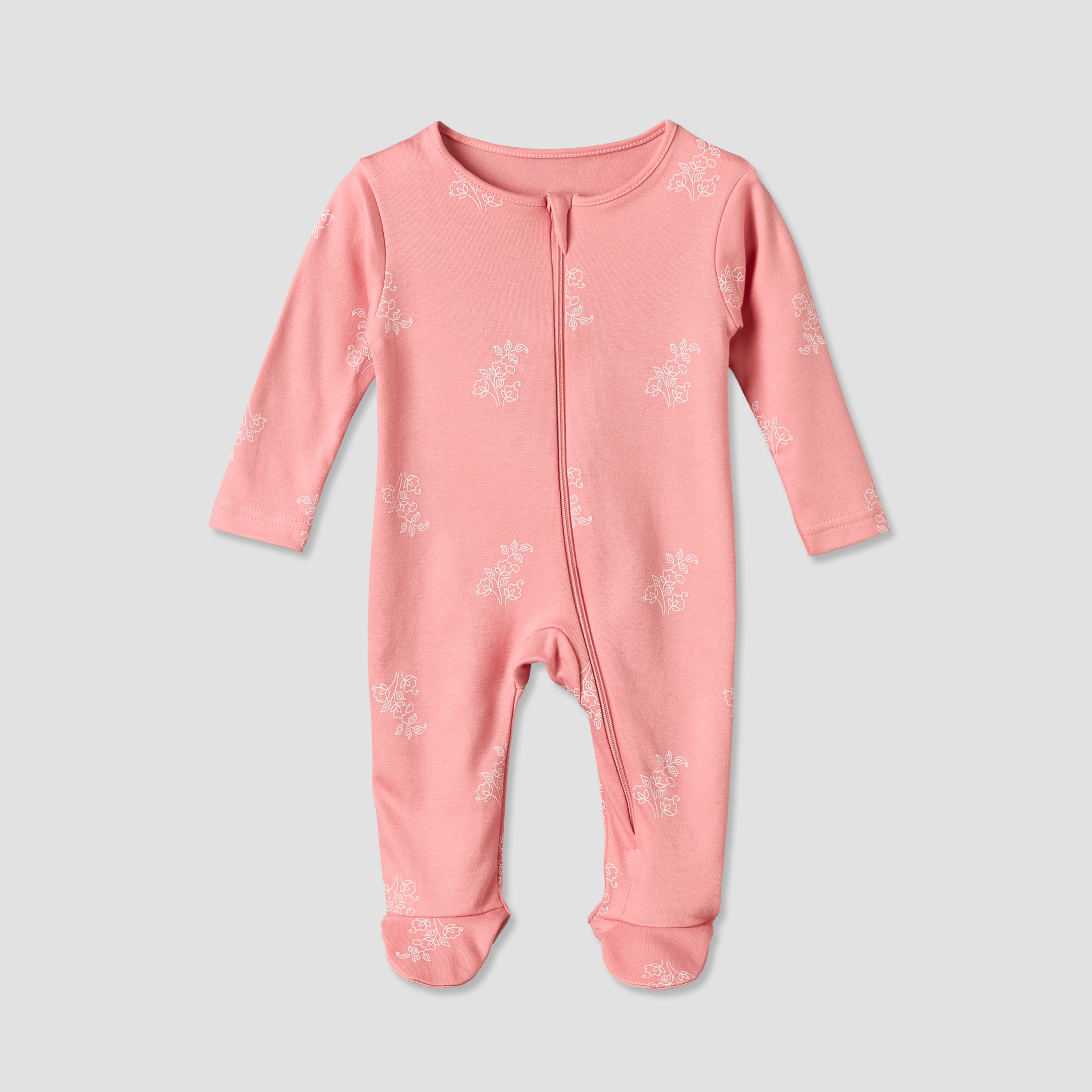 Pack of 3 Juniors Cotton Round Neck Long Sleeves Sleepsuit with Zip Closure-baby-girls-clothing-nightwear-sleepsuits-image-3