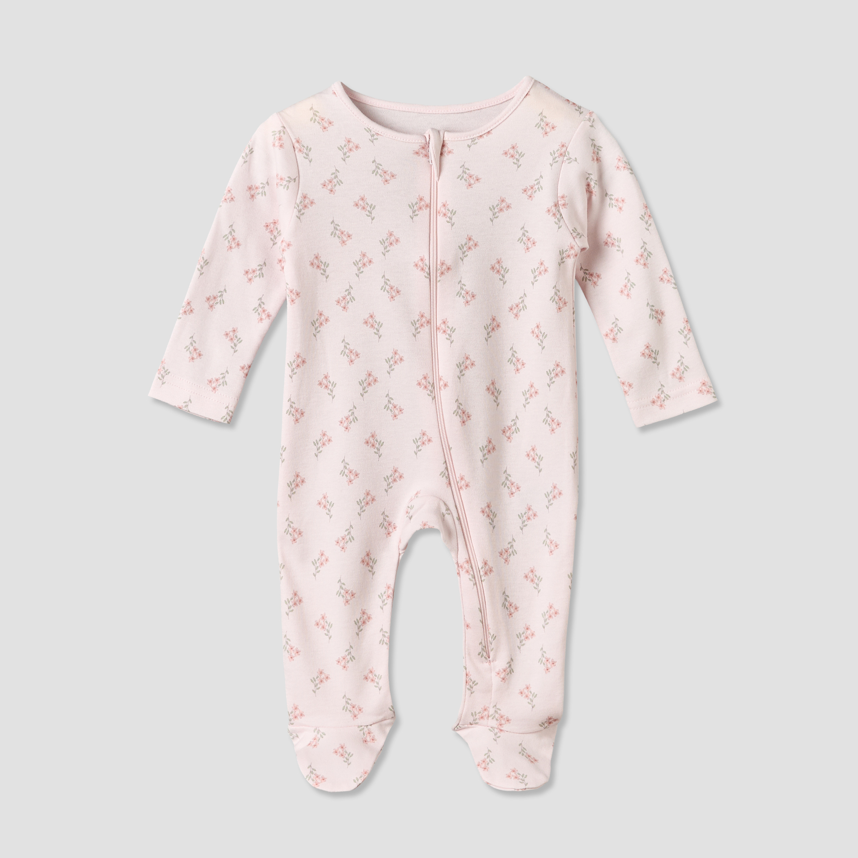 Pack of 3 Juniors Cotton Round Neck Long Sleeves Sleepsuit with Zip Closure-baby-girls-clothing-nightwear-sleepsuits-image-5