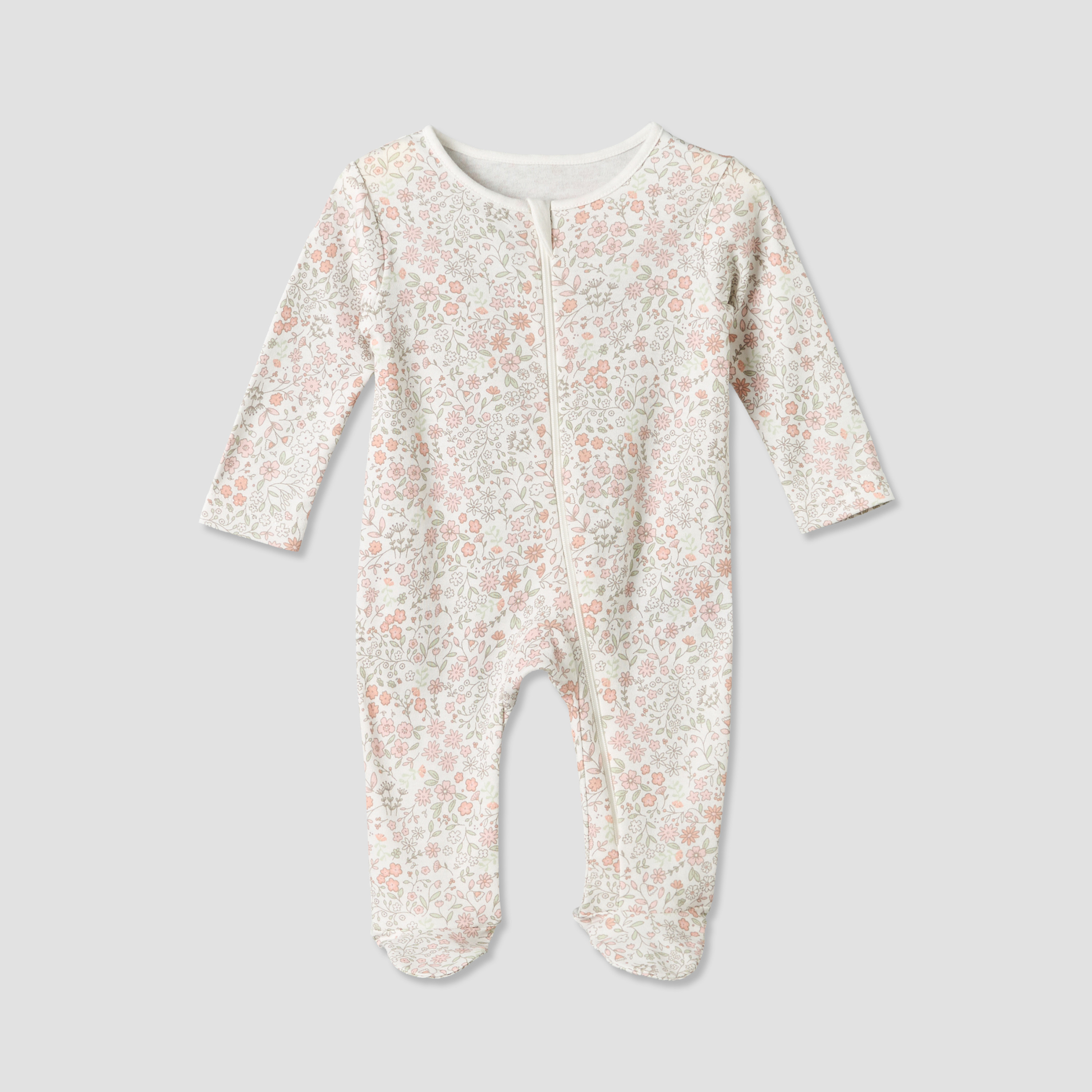 Pack of 3 Juniors Cotton Round Neck Long Sleeves Sleepsuit with Zip Closure-baby-girls-clothing-nightwear-sleepsuits-image-6