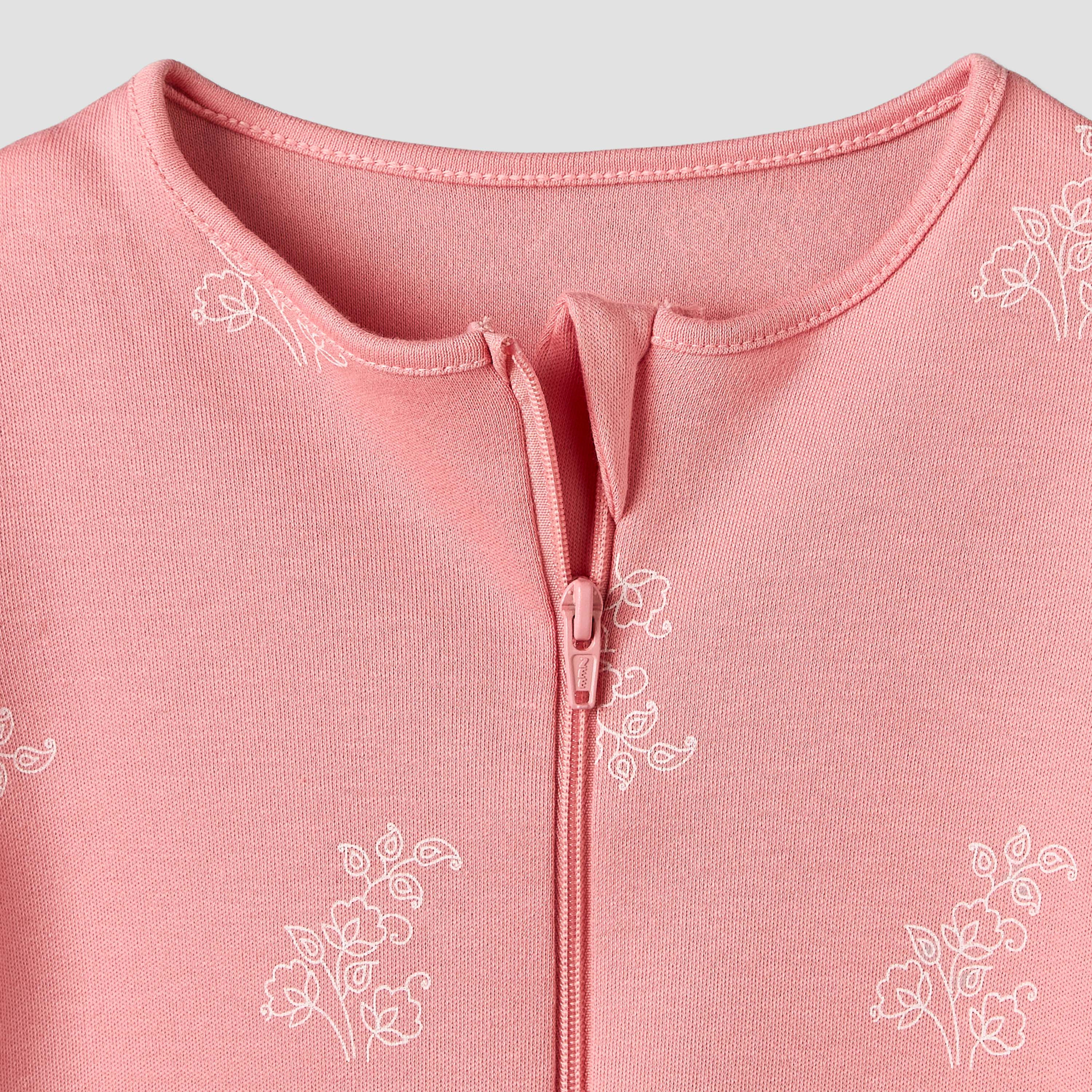 Pack of 3 Juniors Cotton Round Neck Long Sleeves Sleepsuit with Zip Closure-baby-girls-clothing-nightwear-sleepsuits-image-7