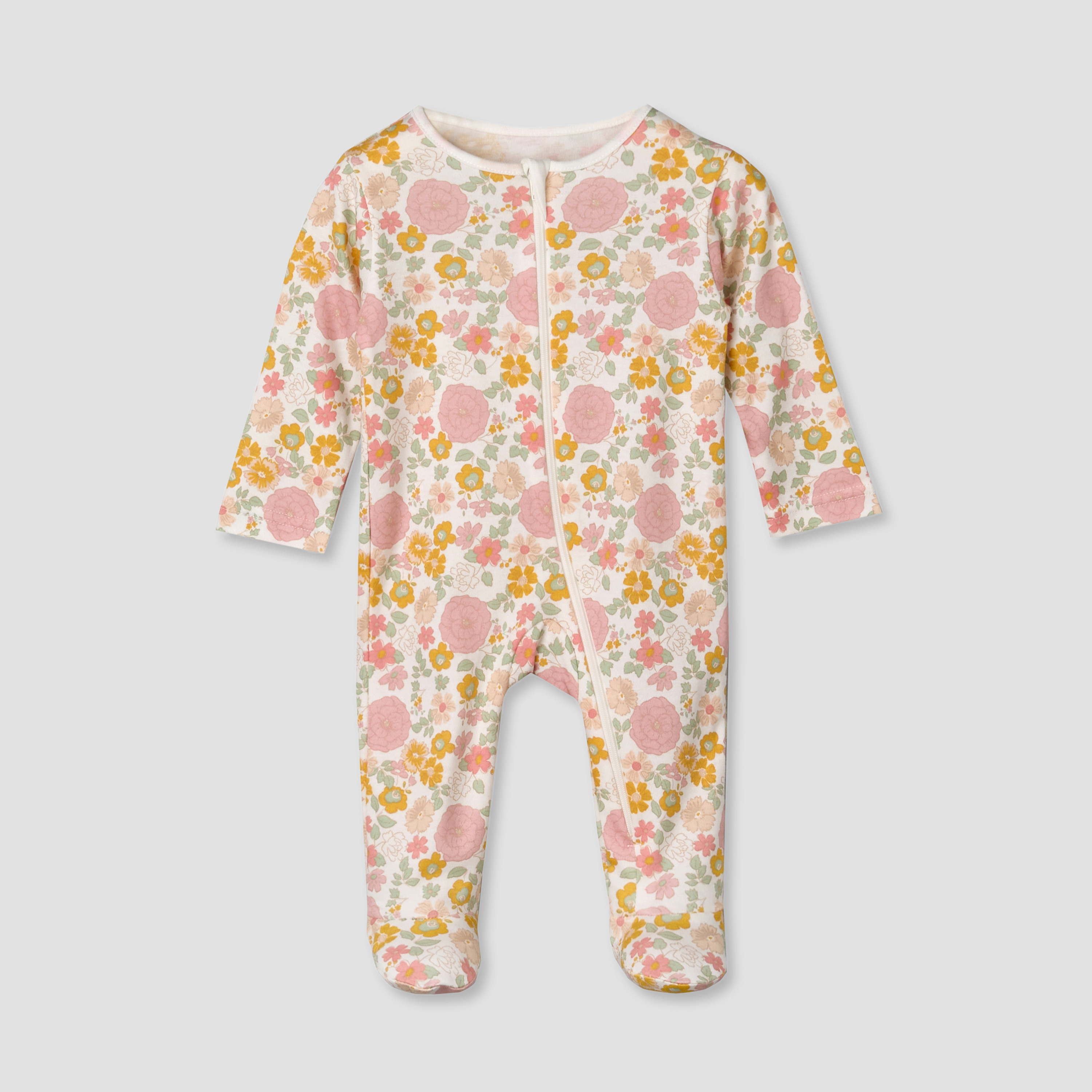 Pack of 5 Juniors Cotton Crew Neck Long Sleeves Sleepsuit with Zip Closure-baby-girls-clothing-nightwear-sleepsuits-image-3